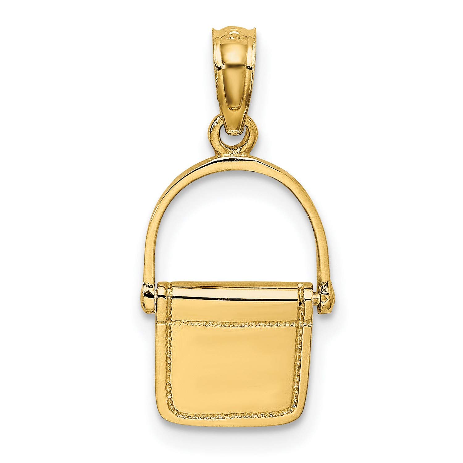 3D Moveable Polished Purse Charm in Real 14K Yellow Gold - Elegant Handbag Accessory for Women's Fashion & Gift Giving