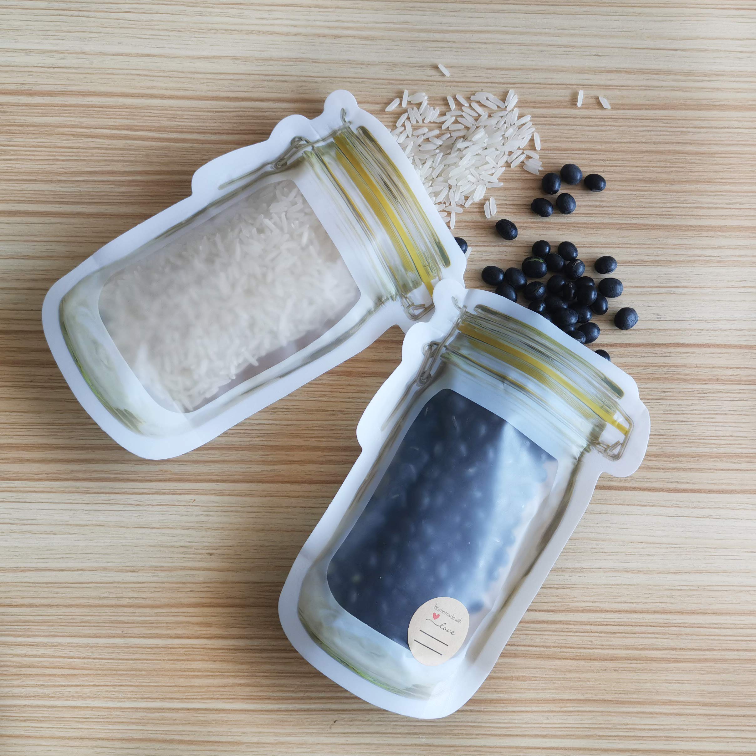 24-Pack Reusable Mason Jar Bags for Snacks - Leakproof & Fresh Food Storage Solution - Ideal for Nuts, Candy, Trail Mix & Meal Prep - Perfect for Home, Office & Travel Use