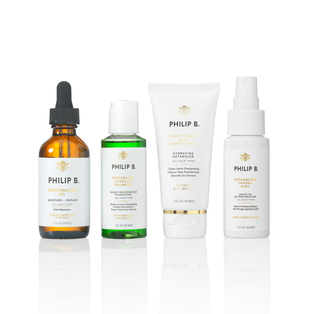 Philip B 4-Step Hair Treatment Discovery Kit for Damaged Hair - Repair & Hydrate Dry, Frizzy Hair - Perfect for Salon-Quality At-Home Hair Care & Gifting