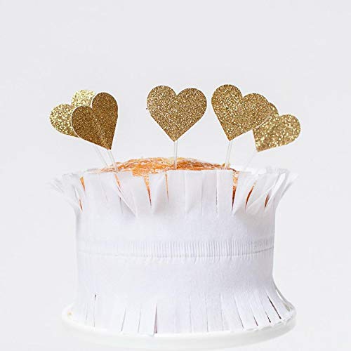 Flairs New York Red Glitter Mini Hearts Cupcake Toppers - Pack of 10 | Party Decorations for Birthday, Wedding & Baby Shower | Premium Baking Supplies for Cake Decorating