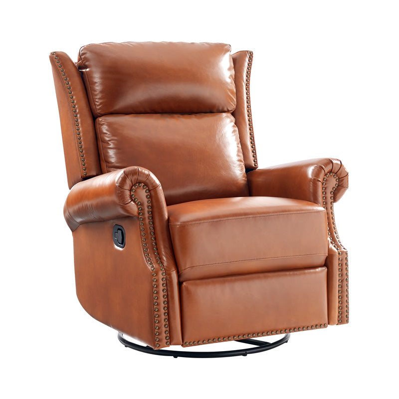 Martina Genuine Leather Manual Swivel Glider Recliner Chair - Comfortable Living Room Seating for Relaxing, Reading & Nursing