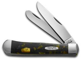 Case XX Smooth Chipped Antique Gold & Black Pearl Corelon Trapper Stainless Steel Pocket Knife - EDC, Camping, Hunting & Outdoor Survival Tool
