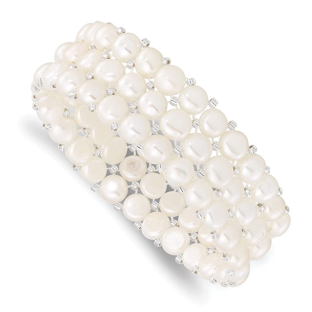 Diamond2Deal 3-Row Stretch Pearl Bracelet - Plastic Beaded Fashion Jewelry for Women, Girls | Perfect for Parties, Weddings & Everyday Wear