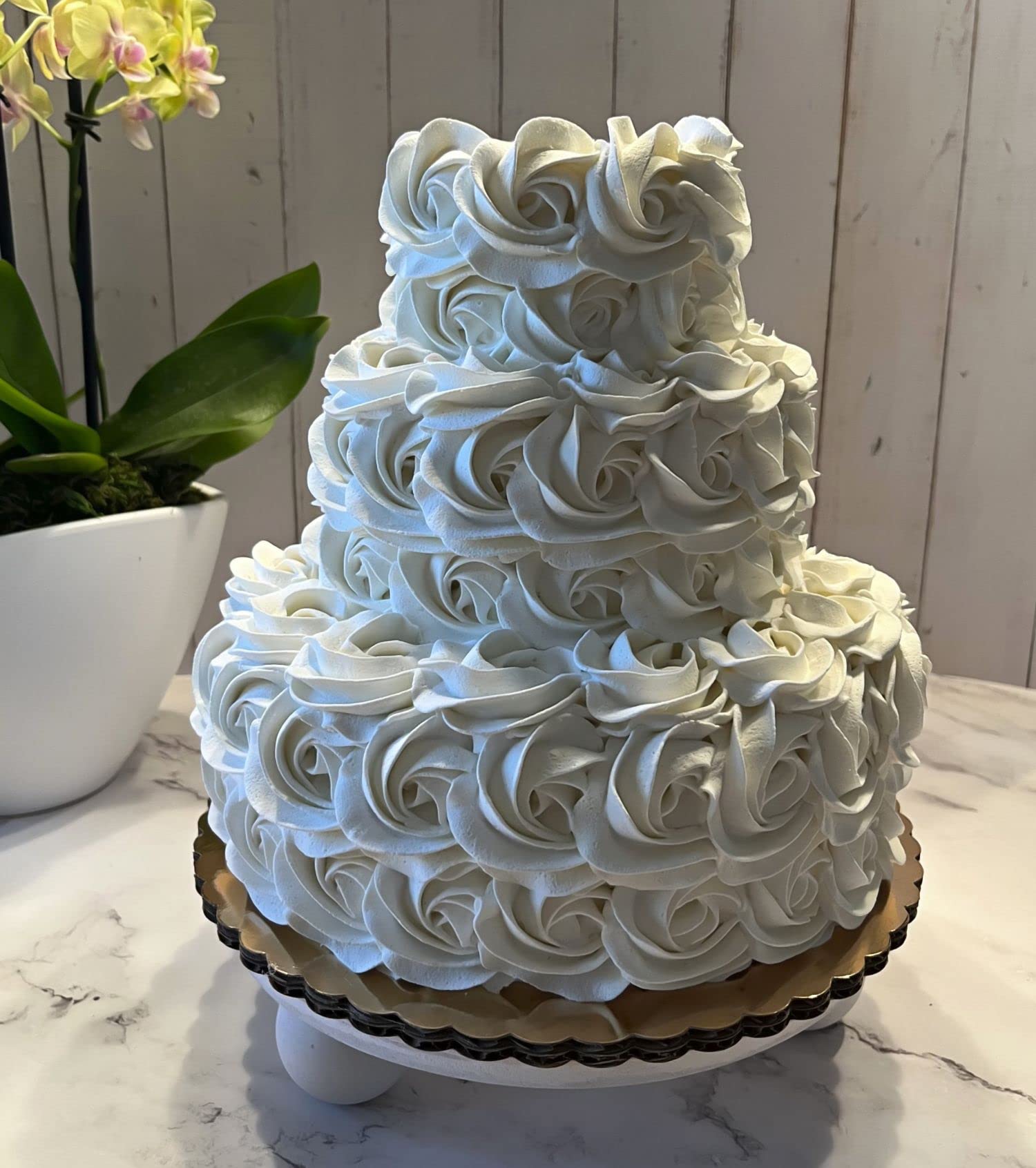 Artificial Fake Cupcakes & Cakes for Display - 3 Tier Wedding Cake Decorations - Faux Dessert Food Props for Home Kitchen & Party Decor - Perfect for Wedding Centerpieces, Birthday Displays, and Bakery Window Decor
