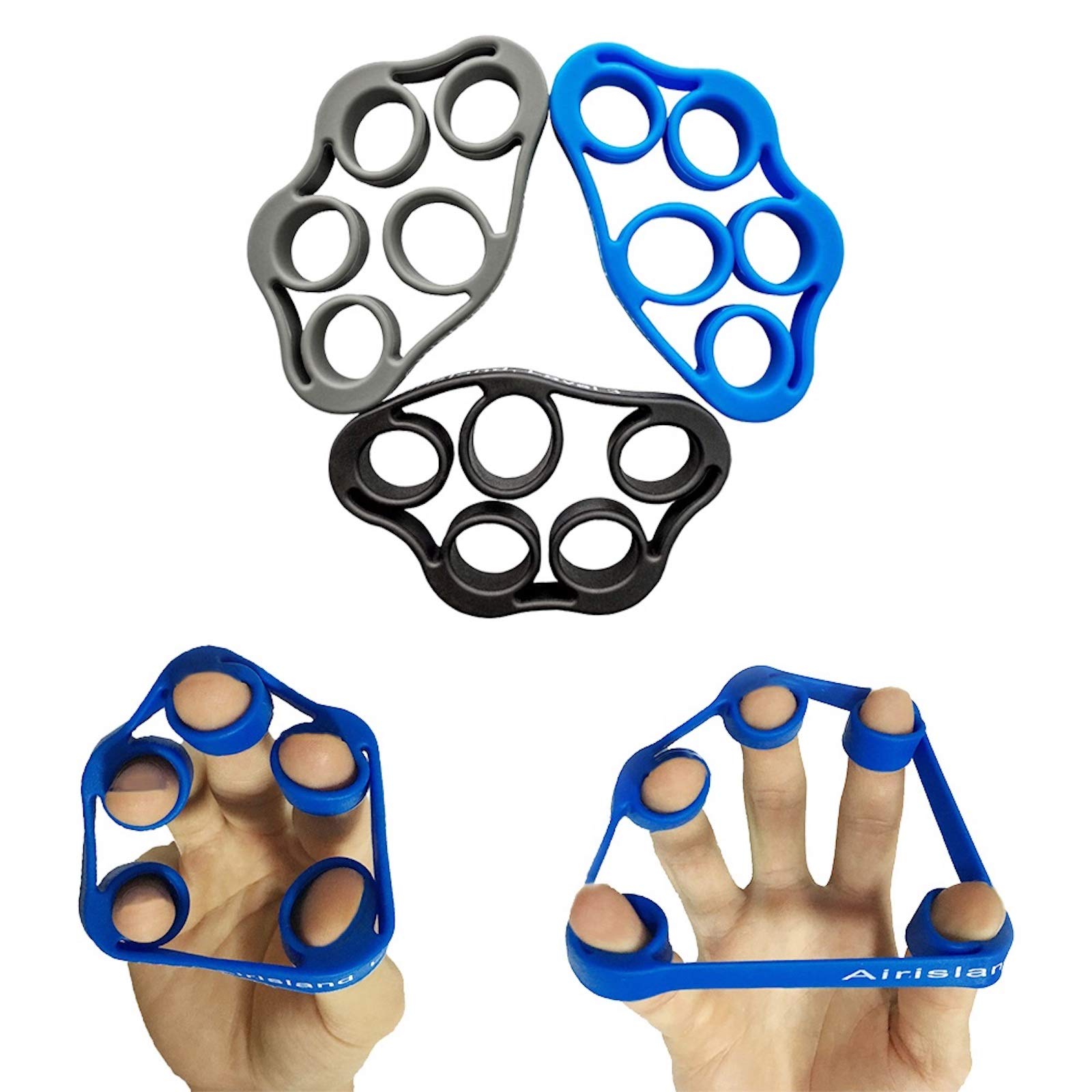 **Airisland Finger Stretcher & Hand Resistance Bands Set – Hand Extensor Exerciser for Grip Strength Training, Arthritis Relief & Carpal Tunnel Therapy – Ideal for Guitar Players, Rock Climbing & Rehabilitation (3-Piece Set)**