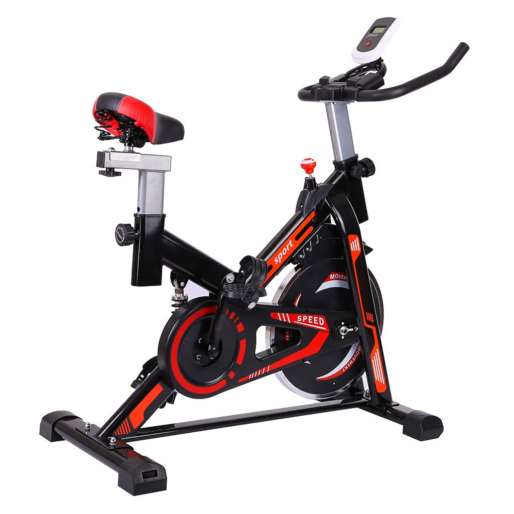 ETHY Professional Indoor Cycling Bike with Shock Absorption System - Stationary Exercise Bike with Comfortable Seat Cushion, Tablet Holder & LCD Monitor - Perfect for Home Gym, Cardio Workouts & Fitness Training