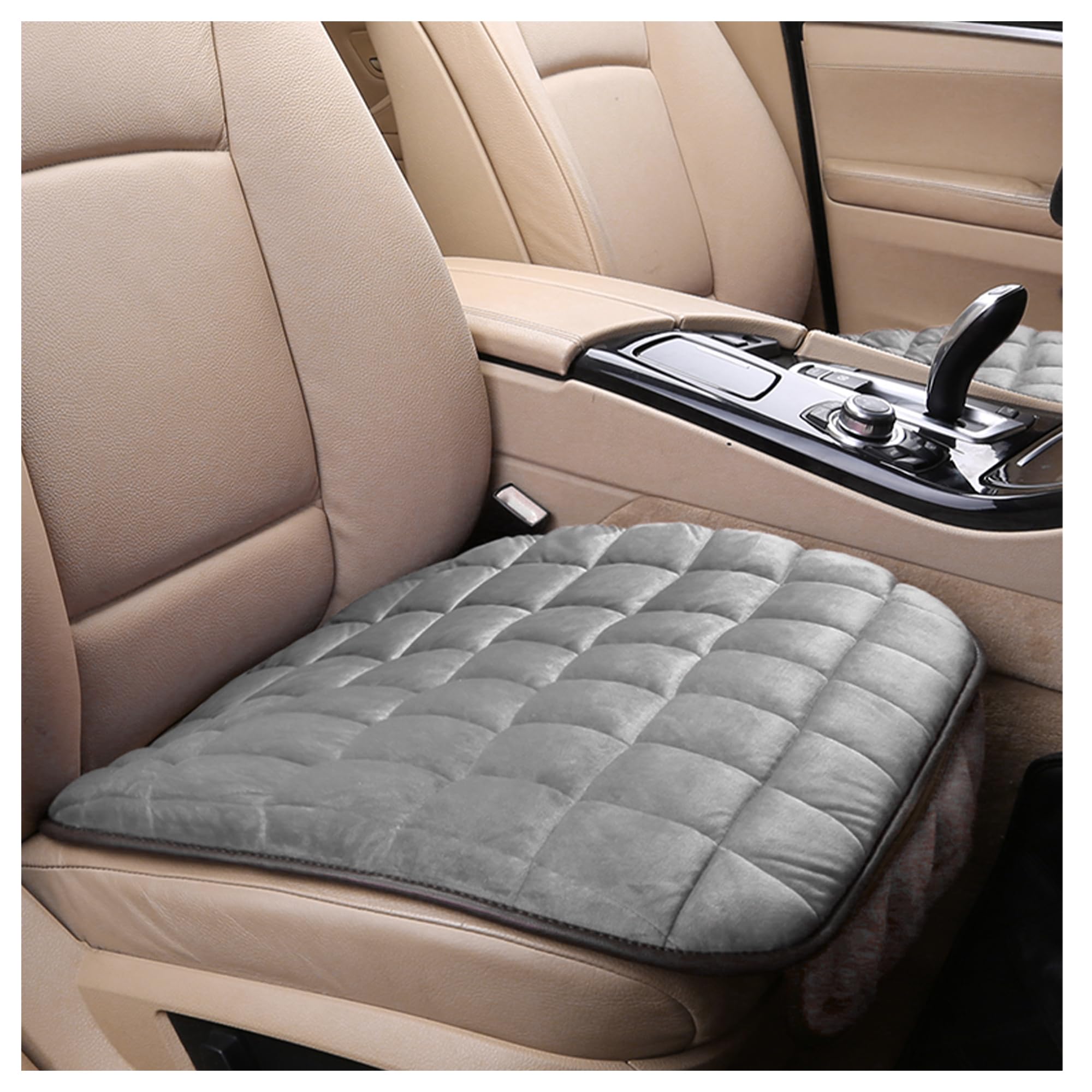 2PCS Premium Memory Foam Car Seat Cushions - Soft Plush Winter Car Seat Covers with Storage Pocket for Comfortable Driving - Universal Fit for Most Vehicles - Gray (Perfect for Long Commutes & Road Trips)