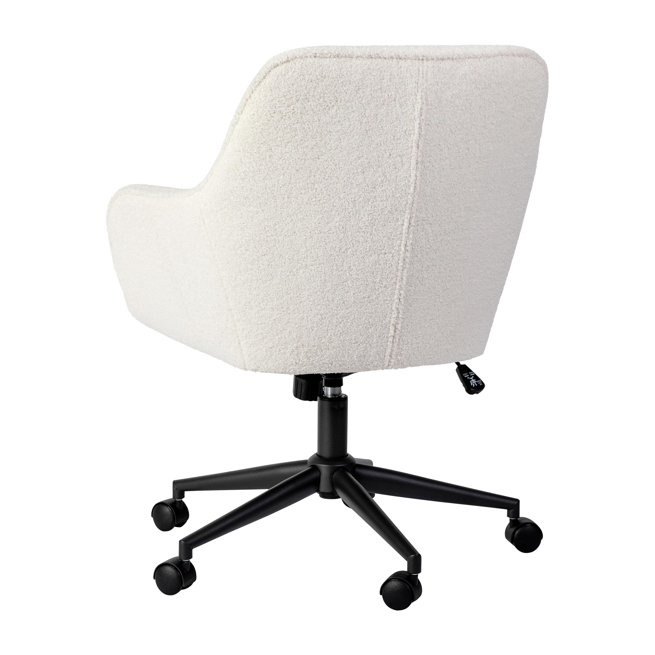 Martha Stewart Rayna Swivel Task Chair with Flared Arms - White Boucle Fabric & Oil Rubbed Bronze Frame - Ergonomic Home Office Chair for Comfortable Working & Studying