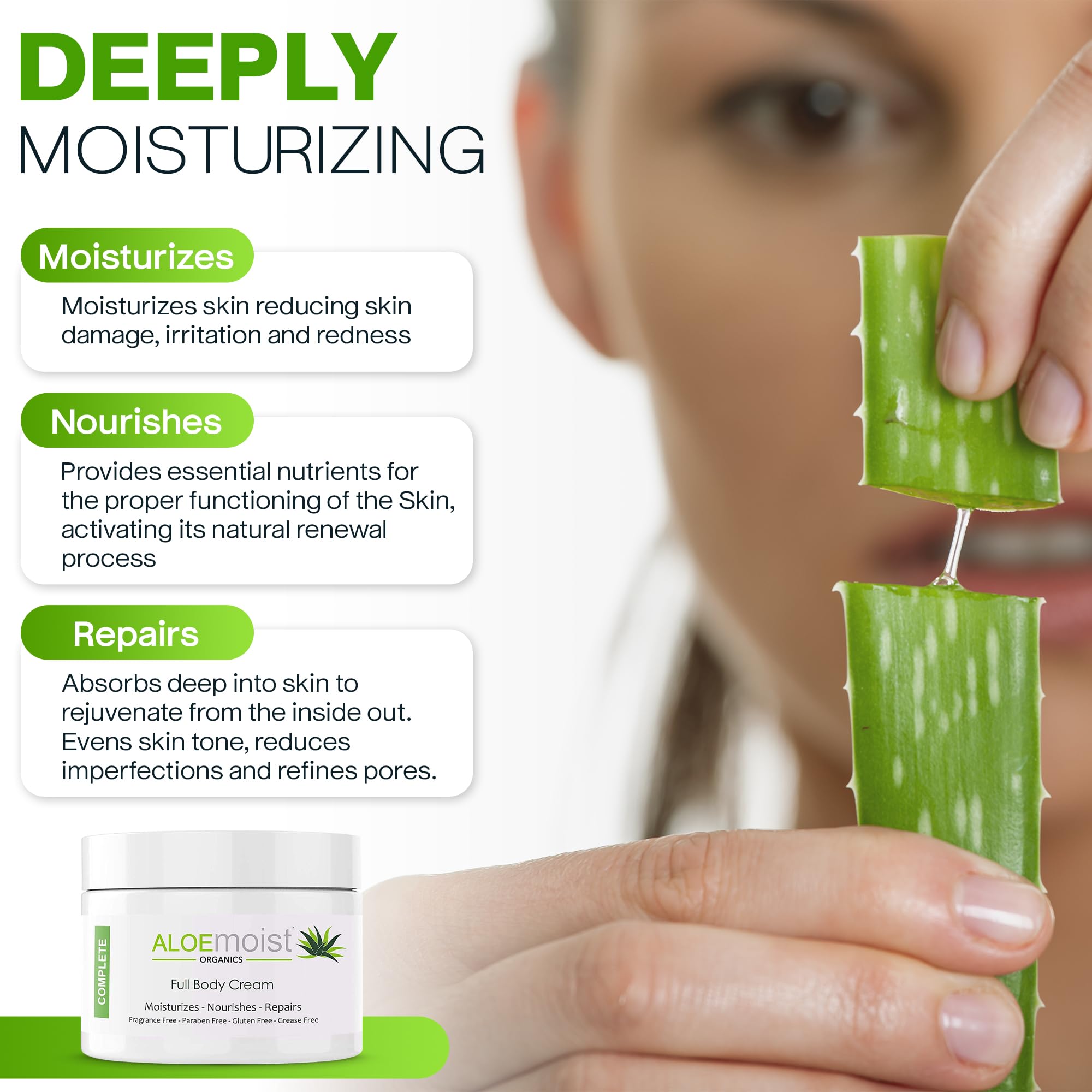 Organic Aloe Vera Lotion for Face & Body - Natural Moisturizing Cream with Aloe Vera, Vitamin E, Vitamin C, Retinol & Shea Butter | Anti-Aging, Hydrating & Nourishing Cream for Women & Dry Skin (4 oz) | Perfect for Daily Skincare Routine, Night Care & Travel Essentials