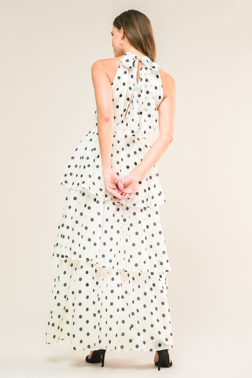 Polka Dot Halter Maxi Dress for Women - Flowy Summer Beach Dress for Vacations, Parties & Date Nights
