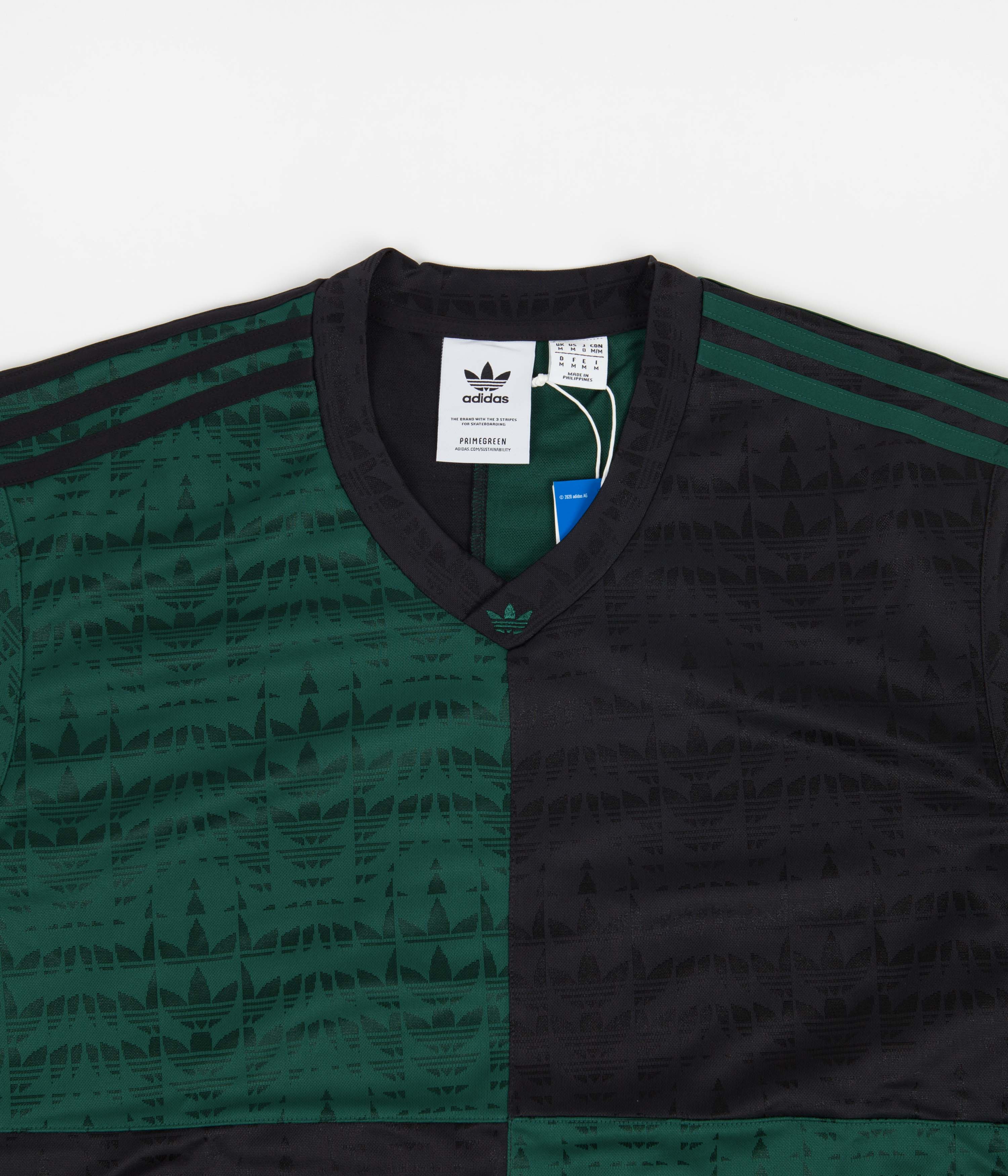 Adidas Checkered Club Long Sleeve Jersey - Collegiate Green & Black - Men's Athletic Shirt for Running, Gym & Casual Wear
