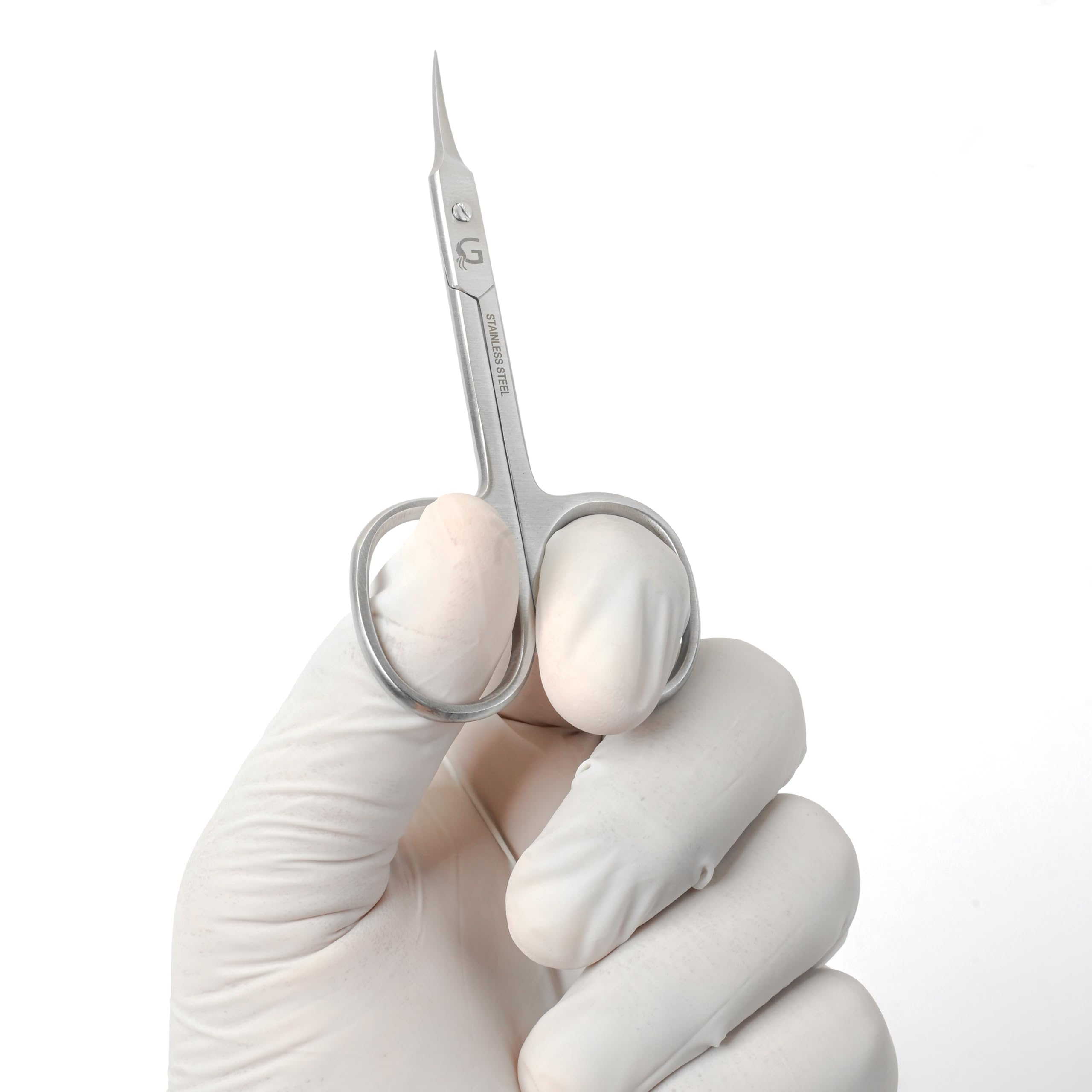 Professional Stainless Steel Curved Cuticle Scissors - Precision Grooming Tool for Eyebrows, Mustache, Nose Hair, Eyelashes & Dry Skin - Manicure & Personal Care Essential - Perfect for Home, Salon & Travel Use
