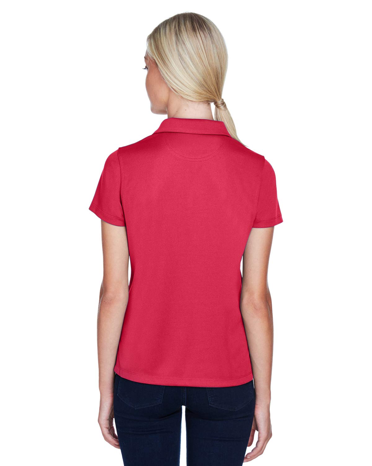 Women's Breathable Double Mesh Polo Shirt in Red - Perfect for Golf, Tennis & Casual Wear