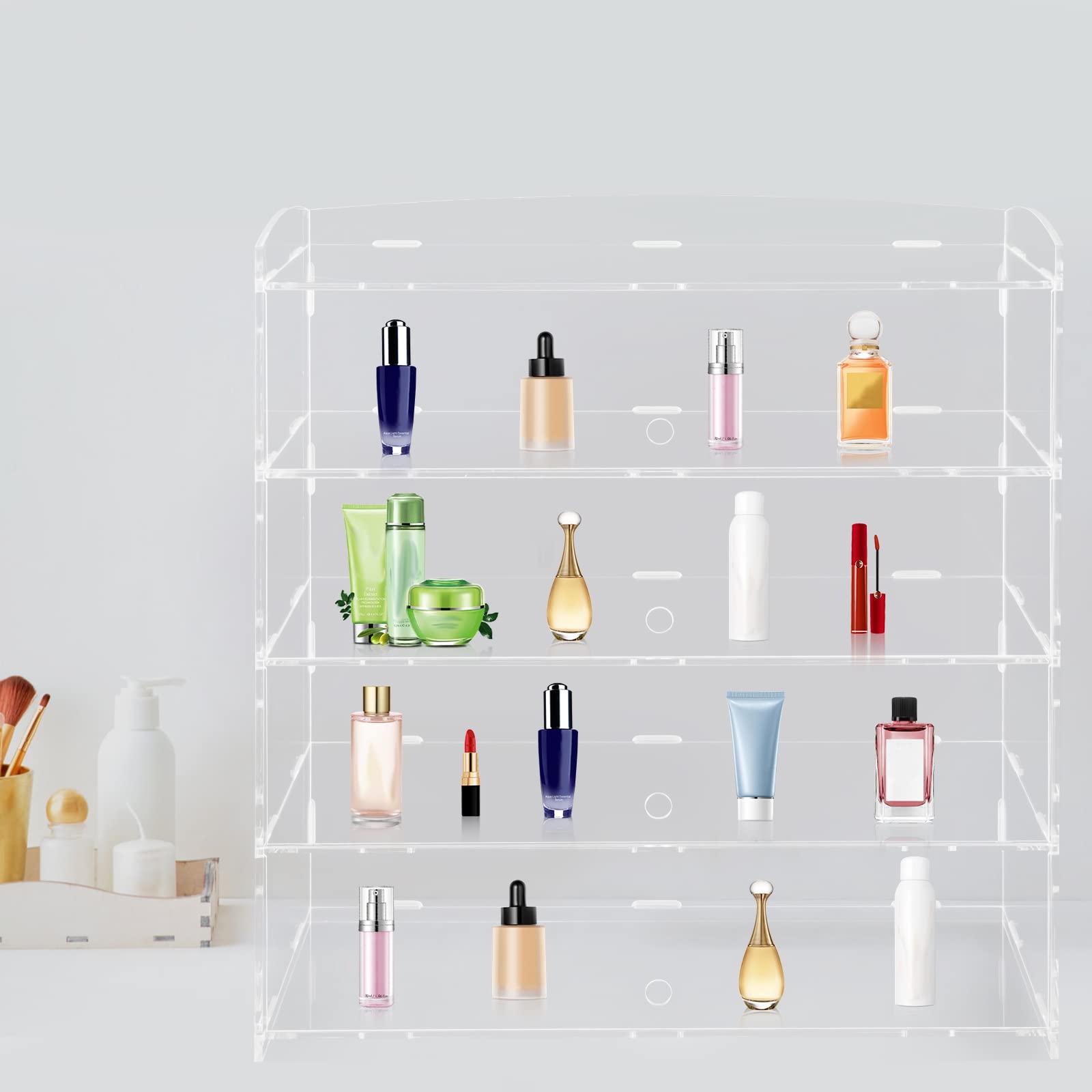 4-Tier Acrylic Display Case for Bakery Pastry, Donuts, Cookies - Retail Counter Display Shelf with Clear View - Perfect for Mini Toys, Collections, Stones & Retail Organization - Great for Bakeries, Cafes, Gift Shops & Home Decor