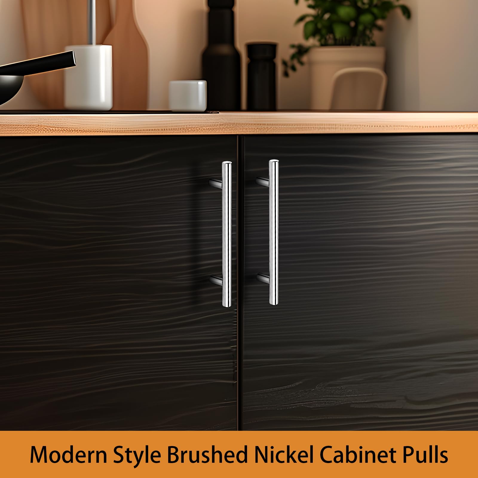 Probrico 30 Pack 5 Inch Drawer Pulls - Polished Chrome Cabinet Handles, Euro T-Bar Pulls for Kitchen Cabinets, Bathroom Vanity & Bedroom Dresser - Stainless Steel Hardware (7-9/16