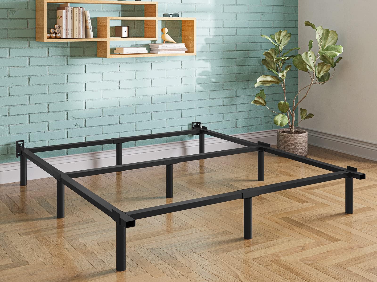 Queen Size Metal Bed Frame - 9 Inch Heavy Duty Platform with Noise-Free Design, Quick & Easy Assembly for Box Spring - Perfect for Master Bedroom, Guest Room & Dorm (Black)