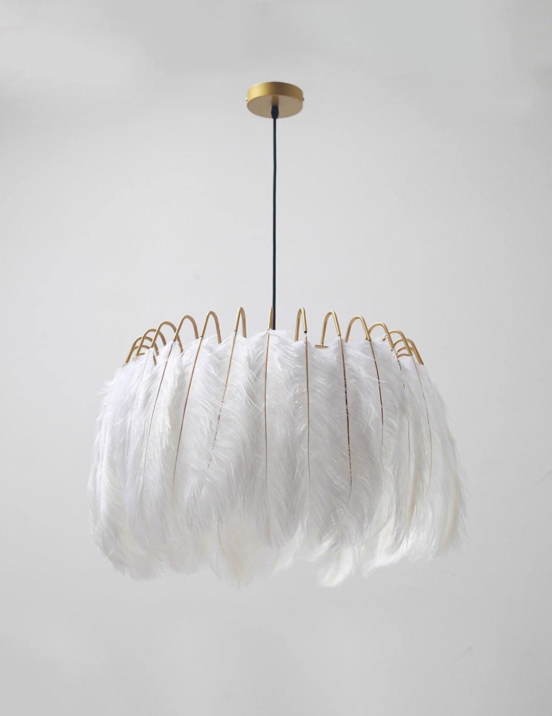 Feather Pendant Lamp - Handmade Bohemian Style Ceiling Light Fixture for Living Room, Bedroom, Dining Room & Kitchen Decor