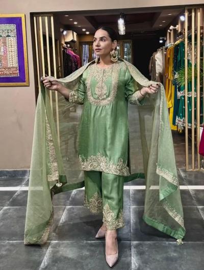 Elegant Wedding Partywear Chiffon Silk Salwar Suit for Women - Perfect for Bridal Shower, Mehendi & Reception Celebrations