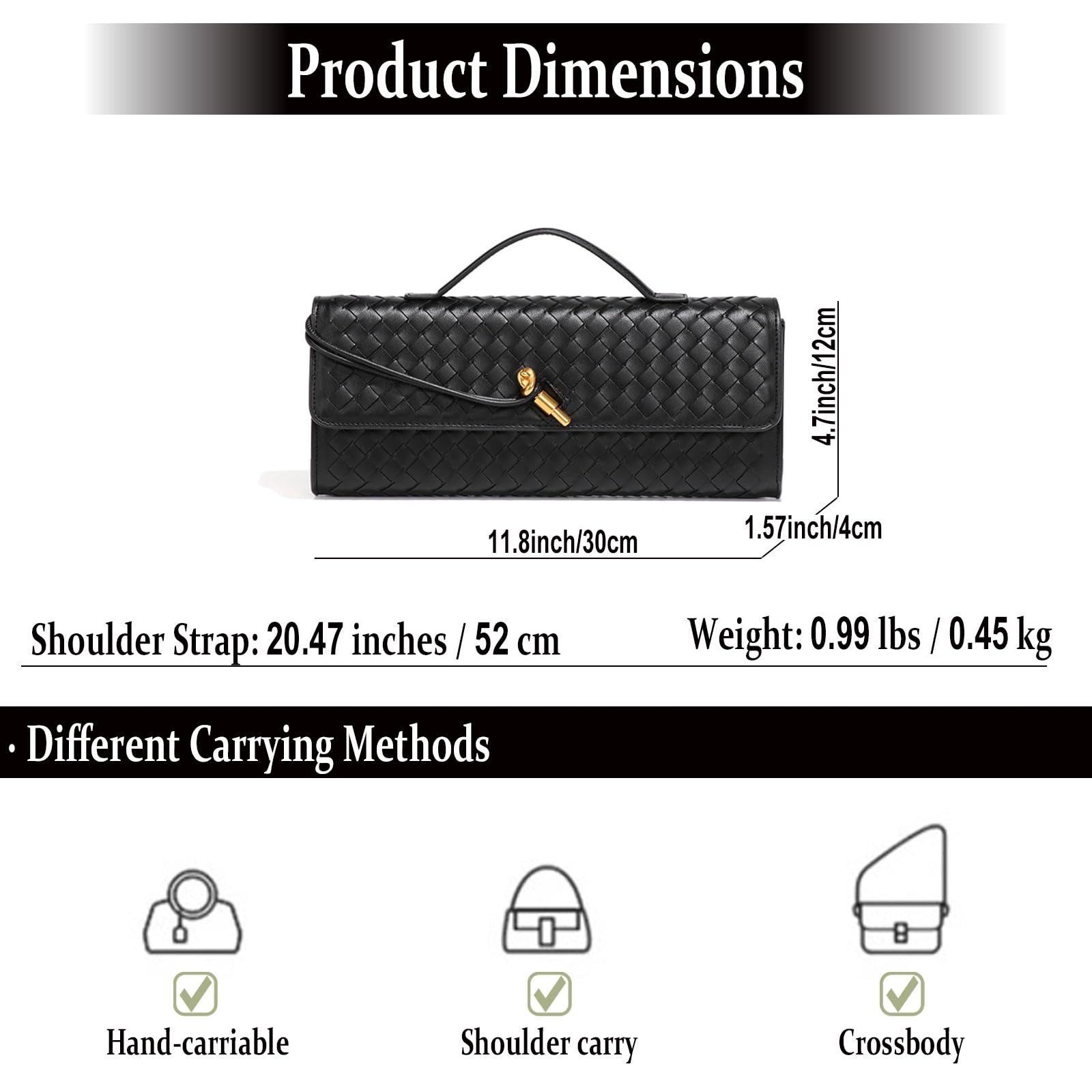 Stylish Vegan Leather Woven Clutch Handbag for Women - Elegant Evening & Crossbody Purse for Parties, Weddings & Date Nights