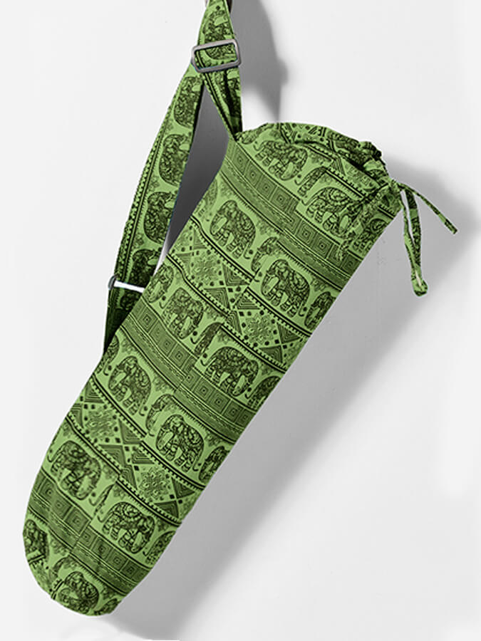 Eco-Friendly Elephant Print Cotton Yoga Mat Bag for Women - Lightweight & Durable Carrier for Yoga, Gym, Travel & Beach - Perfect for Bikram, Hot Yoga & Pilates Classes