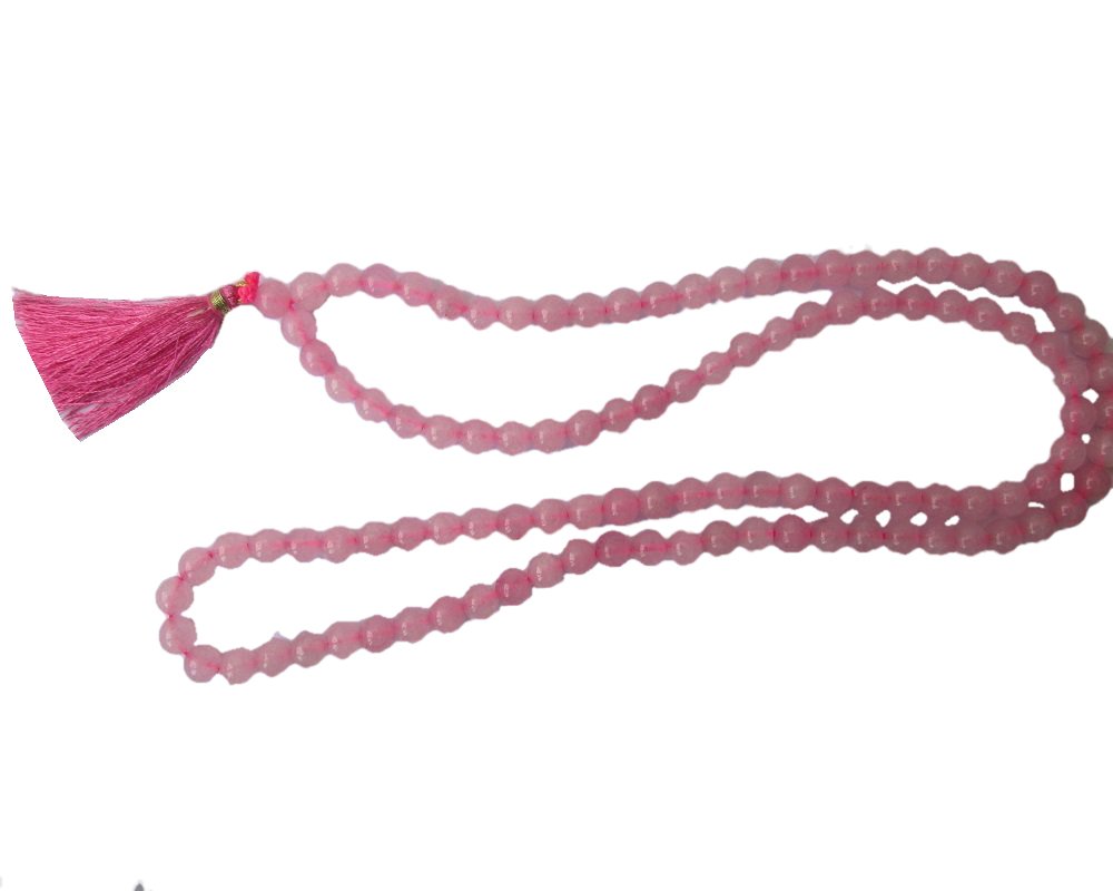 8mm Rose Quartz Jap Mala Necklace - 108 Beads for Meditation, Yoga & Spiritual Healing | Natural Stone Buddhist Prayer Beads for Stress Relief & Positive Energy