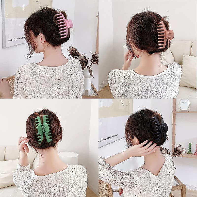 Shidara Large Hair Claw Clips for Women - Non-Slip Strong Hold Hair Clips for Thick & Thin Hair - 90s Fashion Hair Accessories (4-Piece Set) - Perfect for Work, Gym, and Everyday Styling