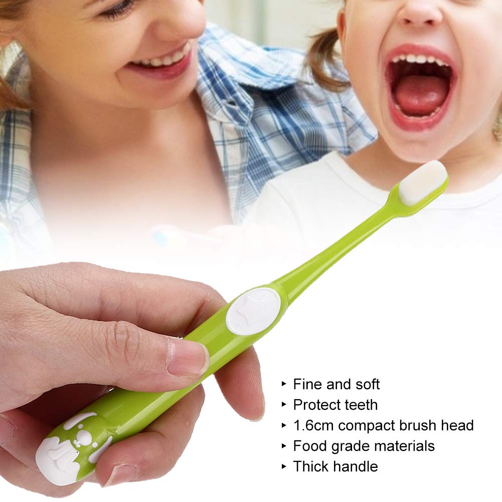 HURRISE Extra Soft Kids Toothbrush for Sensitive Teeth & Tongue - Gentle Silicone Manual Toothbrush for Children & Babies - Safe Dental Cleaning Oral Care (Green) - Perfect for Daily Brushing & Toddler Dental Hygiene