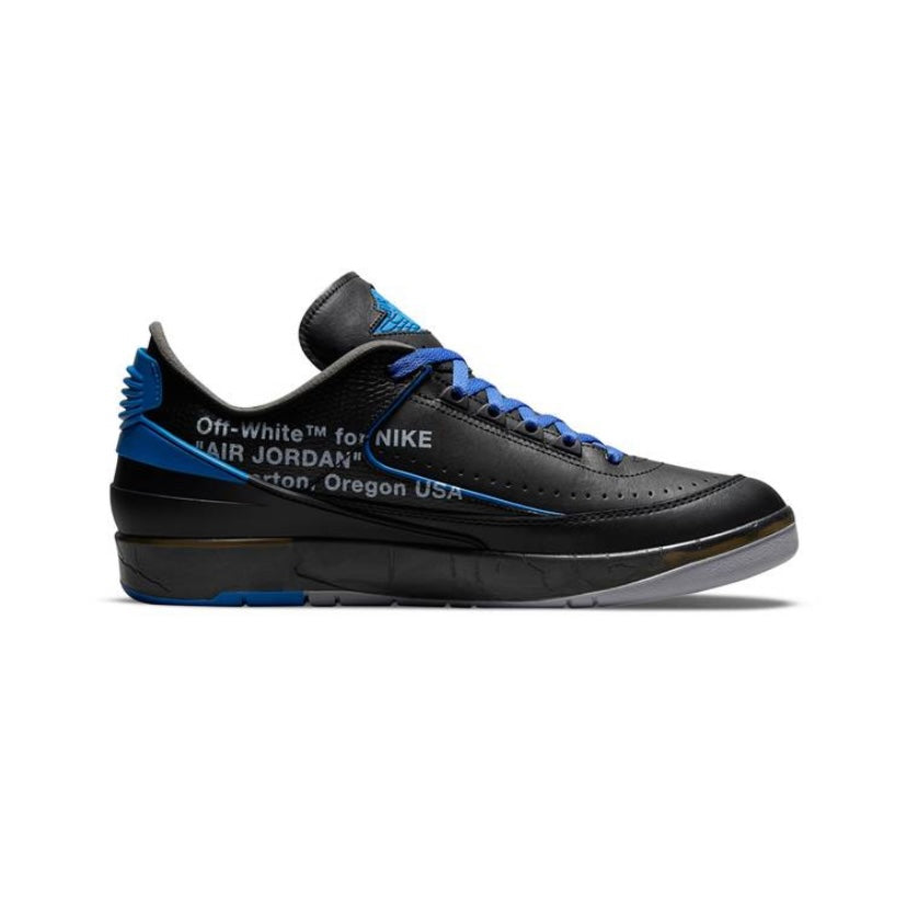 Off White x Jordan 2 Retro Low Sneakers - Black & Blue Basketball Shoes for Men - Streetwear Fashion & Casual Wear