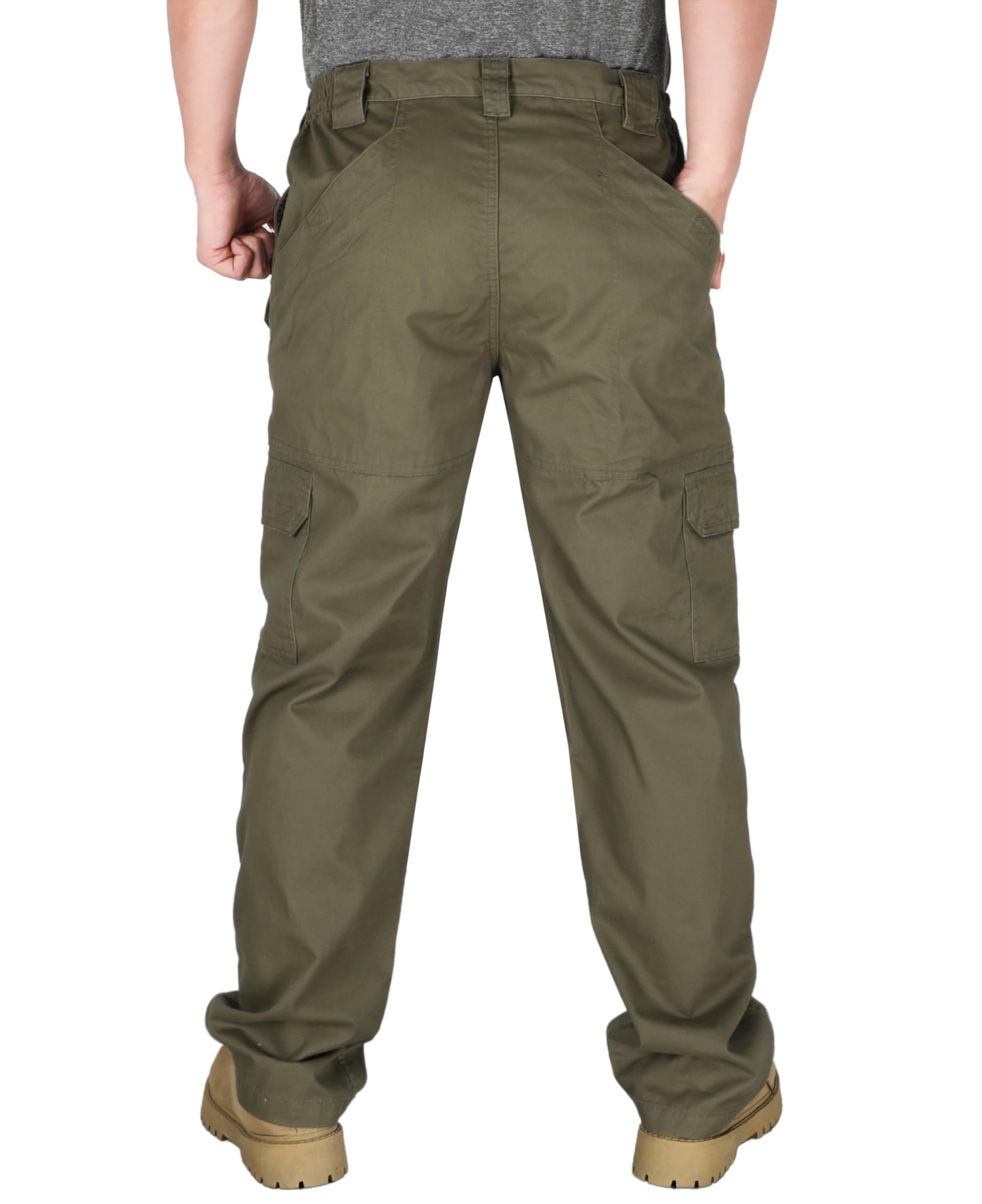 KONRECO FR Men's Cargo Pants - Flame Resistant 7.5oz 100% Cotton Work Pants with Elastic Waist & Utility Pockets | Durable Safety Pants for Construction, Oil Rig, Welding & Industrial Work