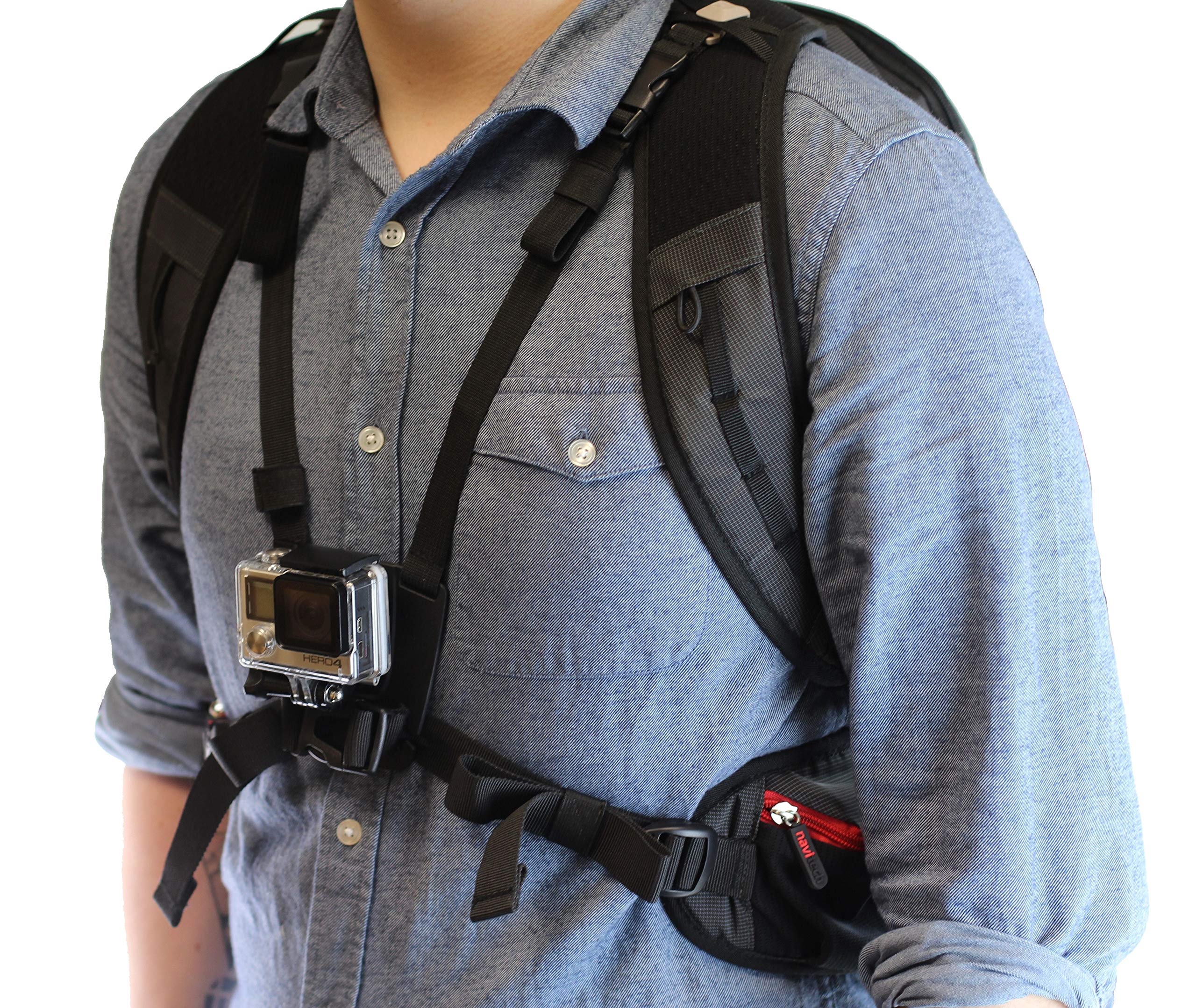 Navitech Action Camera Backpack & 18-in-1 Accessory Kit with Chest Strap - Compatible with Vivitar DVR785HD & DVR995WHD Action Cameras - Perfect for Hiking, Cycling, and Outdoor Adventures