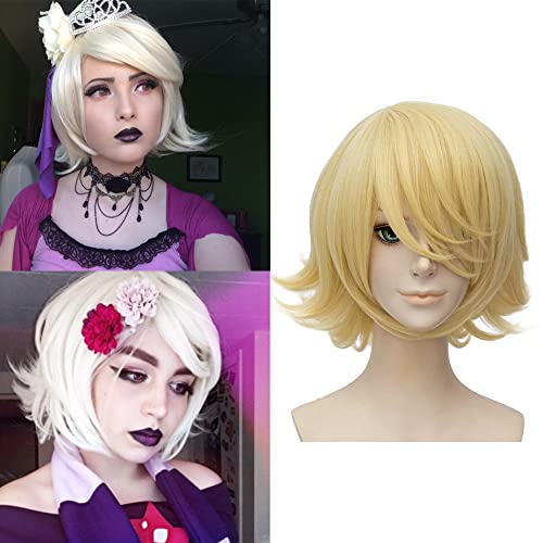TSNOMORE Unisex Anime Cosplay Blonde Wig - Short Curly Synthetic Hairpiece for Halloween, Costume Parties & Cosplay Events | Perfect for Comic Con, Themed Parties & Costume Contests