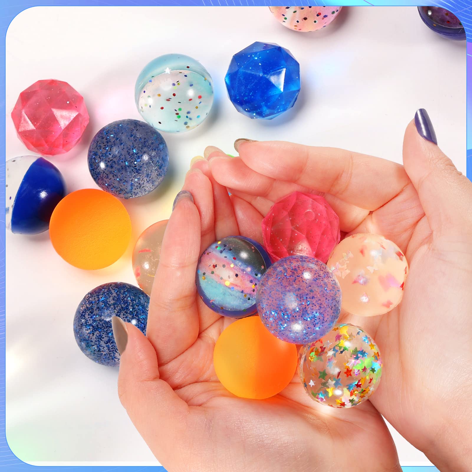 20-Piece Assorted Bouncy Balls Set - 32mm Rubber Balls for Kids Party Favors, Easter Goodie Bags, Birthday Prizes & Classroom Rewards - Fun Bouncing Toys for Outdoor Games, Carnival Prizes & Sensory Play
