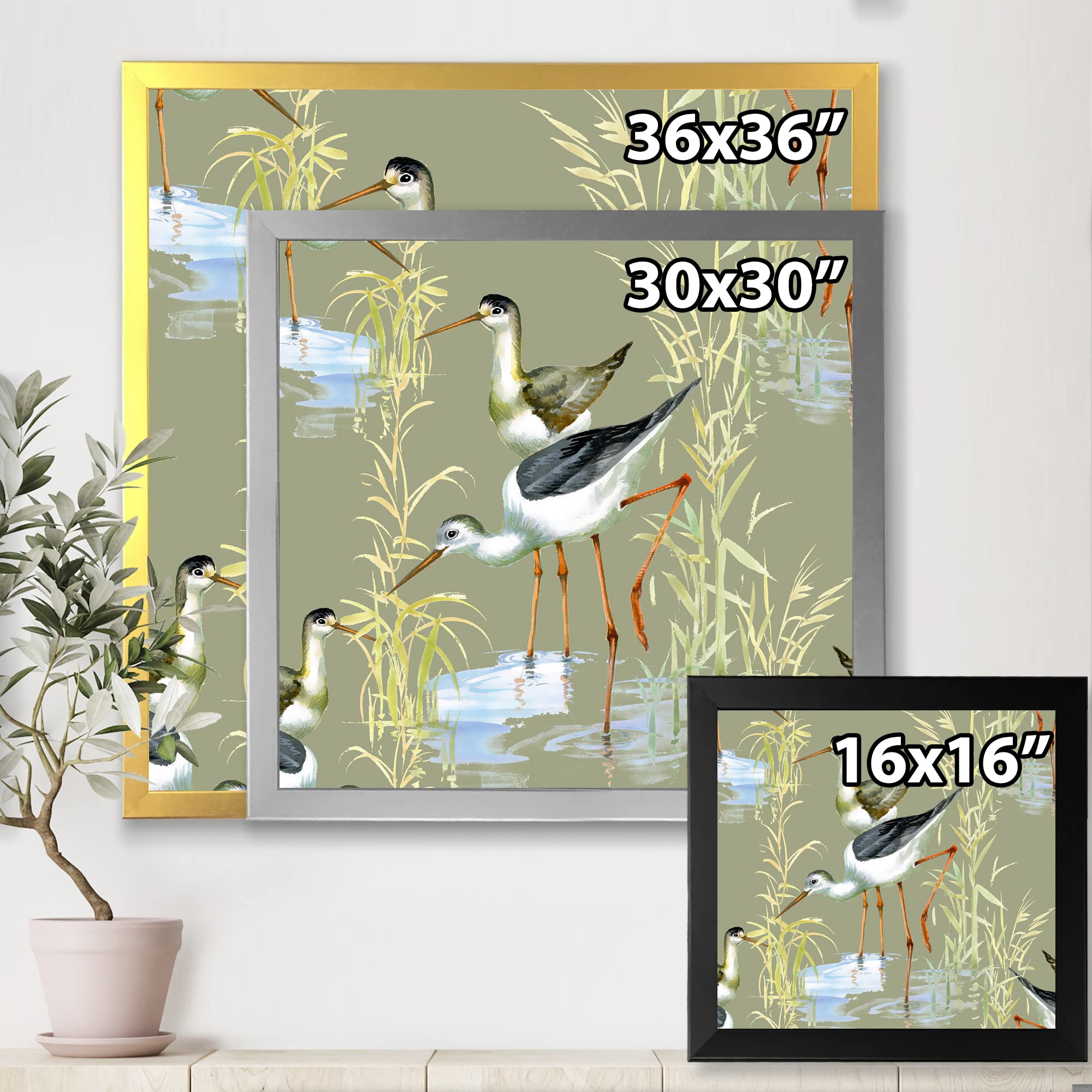 DesignQ Herons Birds In The Water Farmhouse Framed Wall Art - Nature Inspired Home Decor for Living Room, Bedroom & Office - Perfect Rustic Gift for Bird Lovers