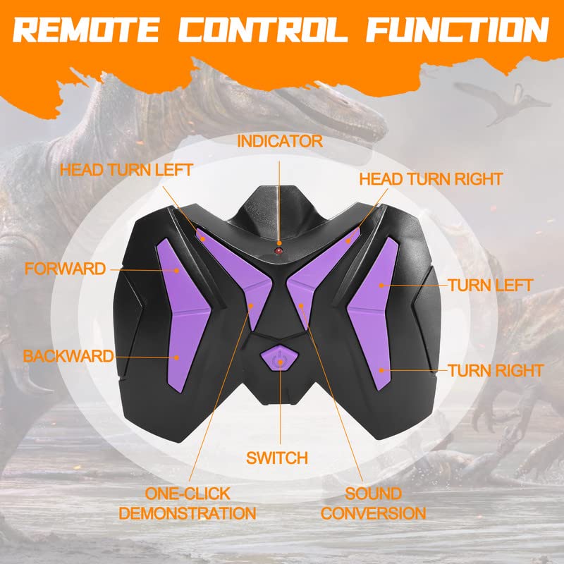 Remote Control Dinosaur Toy - Rechargeable Walking Velociraptor Robot with Light & Sound | Interactive RC Jurassic Toy for Boys & Girls Ages 3-12 | Perfect Birthday Gift for Kids | Indoor Play, Outdoor Adventure & STEM Learning Fun