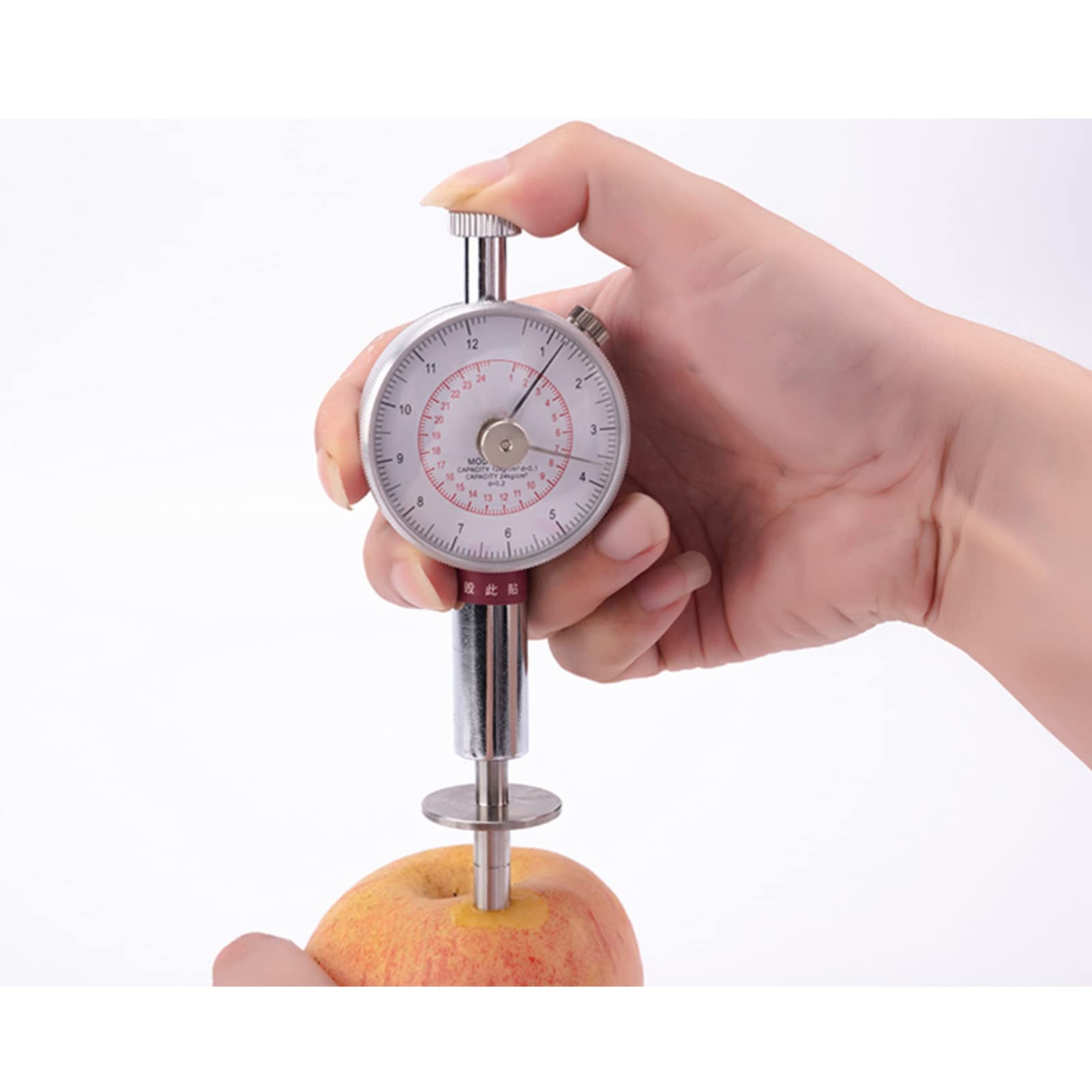 Fruit Firmness Tester with 2 Measuring Heads - Digital Penetrometer for Measuring Apple, Pear & Peach Hardness | Portable Sclerometer for Fruit Maturity Testing in Farms, Orchards & Food Labs