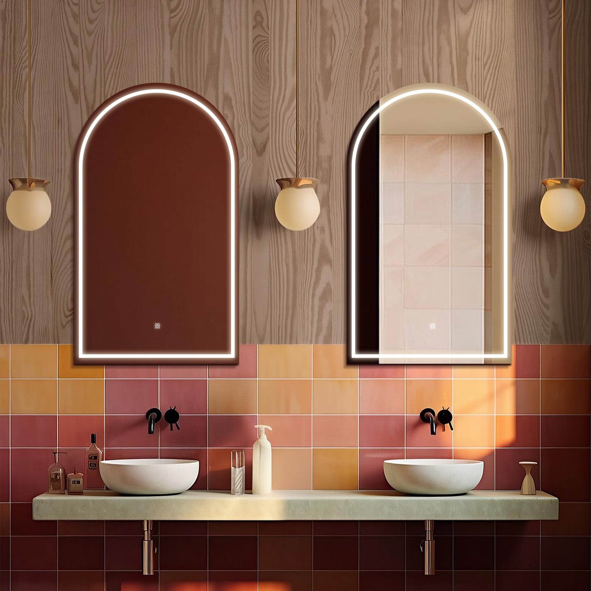 IYRA 26x54 & 30x64 Arched LED Bathroom Mirror with Frosted Panel - Modern Vanity Mirror for Makeup, Shaving & Home Decor