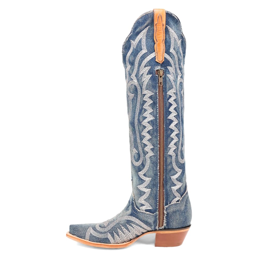 Dan Post Women's Denim Darlin Snip Toe Casual Boots - Mid Calf Western Boots with 1-2