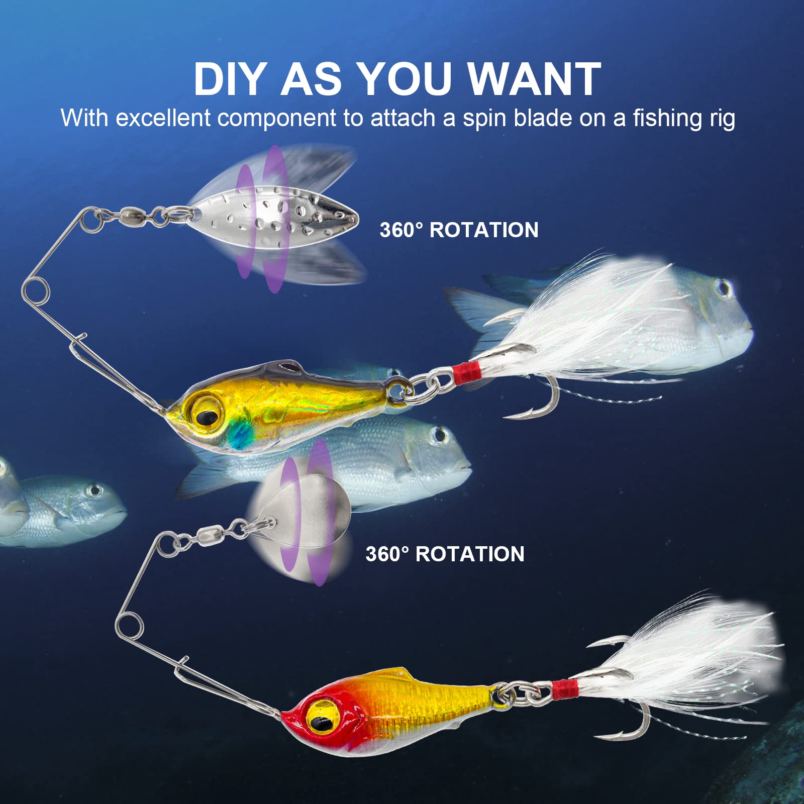Premium Fishing Spinnerbait Kit - Smooth Spoons & Willow Blades for Bass, Trout, Pike | Replacement Lure Accessories for Freshwater & Saltwater Fishing | Ideal for Casting, Trolling & Jigging