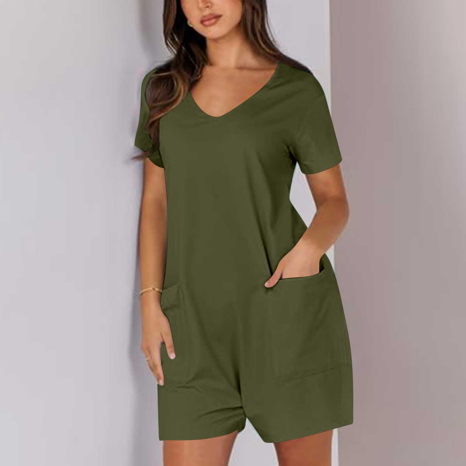 Women's Summer Casual Rompers - Sleeveless Loose Spaghetti Strap Short Jumpsuits Overalls with Pockets | Trendy Outfits for Beach, Vacation & Daily Wear | Open Box Deals & Warehouse Clearance