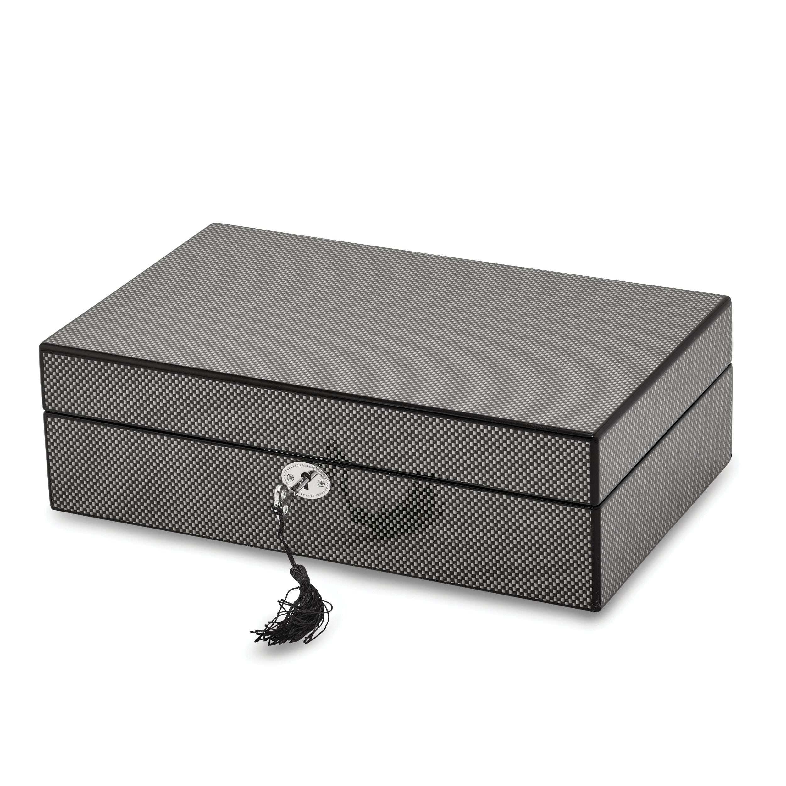 Premium High Gloss Black Carbon Fiber Watch Case - Holds 10 Watches | Luxury Watch Storage & Display Box for Collectors | Perfect for Home, Office & Travel Organization