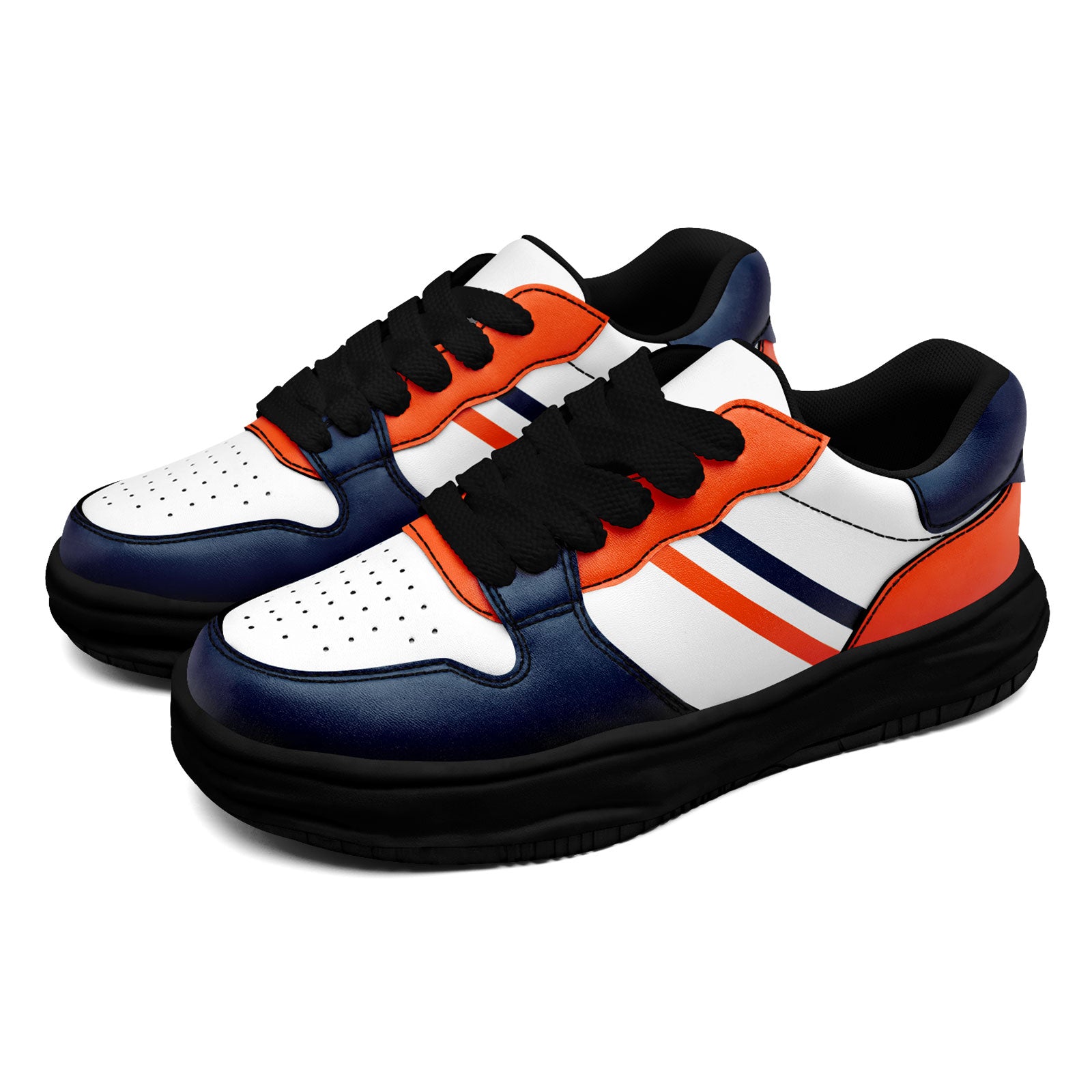 Custom Blue & Orange Denver Shoes - Personalized Sneakers for Men & Women | Comfortable Walking & Casual Wear | Perfect for Sports, Gym & Everyday Fashion (Style FN032 D020389, Size 10)