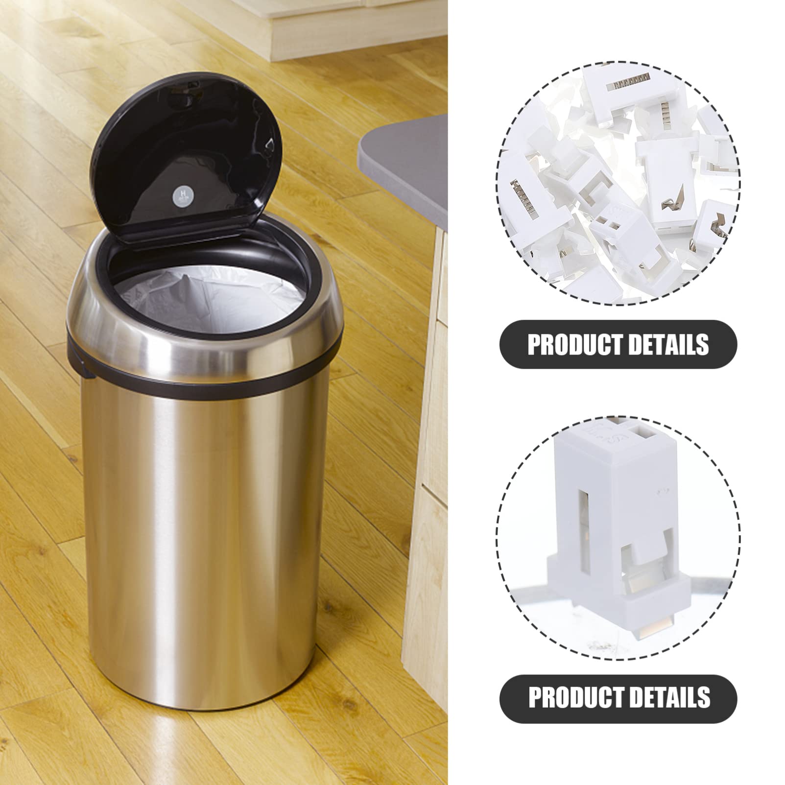 ARTIBETTER 50pcs Universal Self-Locking Trash Can Lid Clips - White Garbage Bin Lock Replacement Accessories for Kitchen, Bathroom & Office Waste Baskets