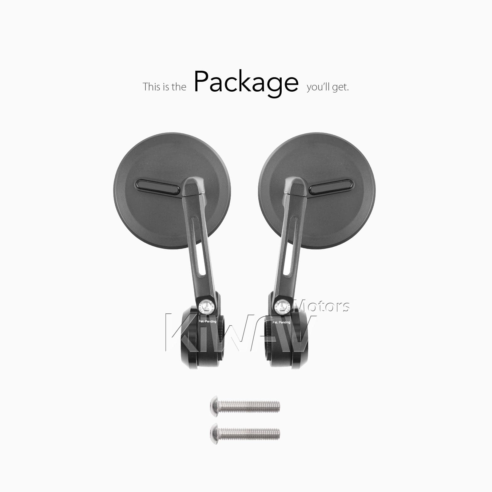 KiWAV Black Motorcycle Bar End Mirrors - Universal M8 Threaded Handlebar Compatible for Harley, Honda, Yamaha - Enhance Safety & Style for Street Bikes & Cruisers