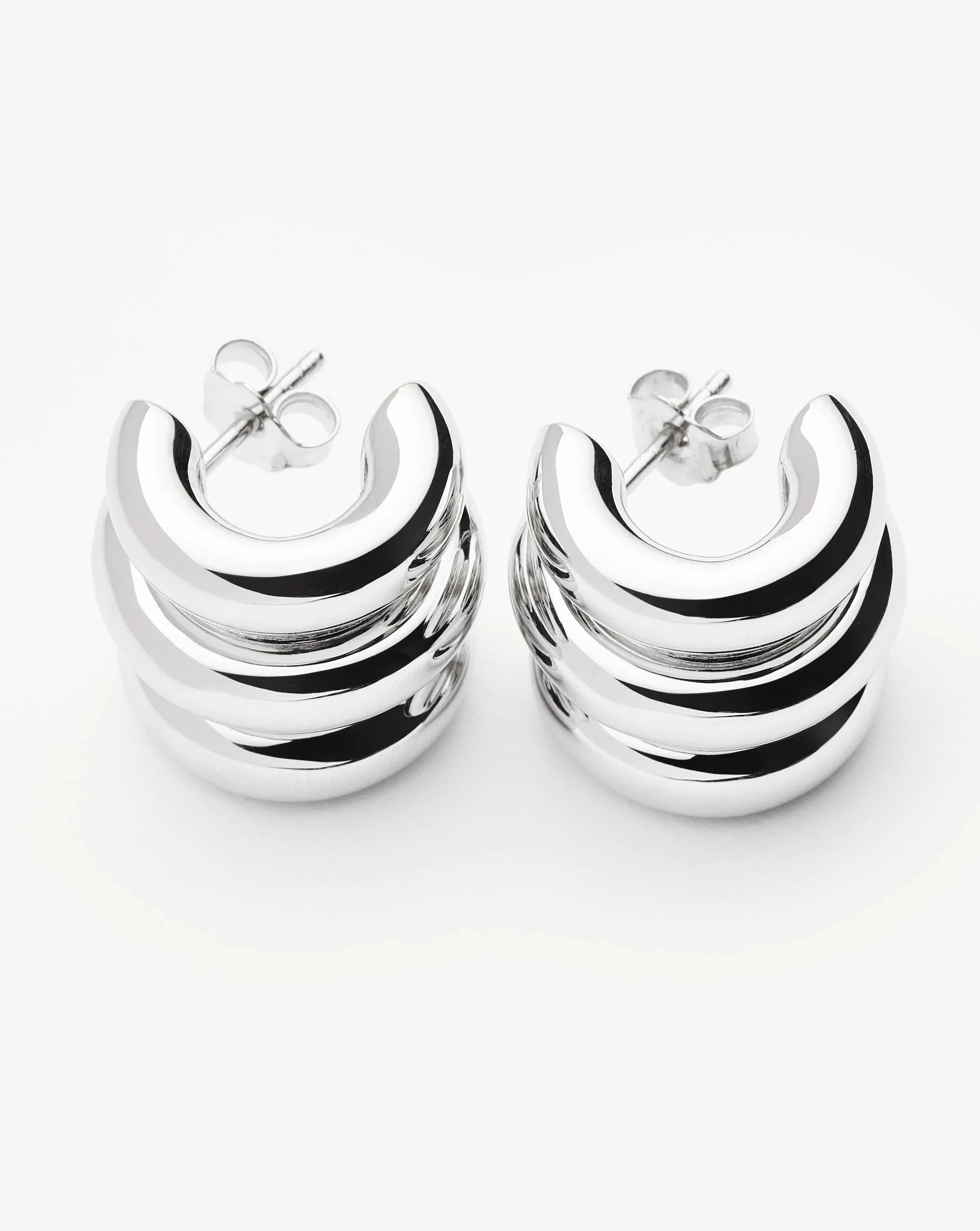Chubby Triple Small Hoop Earrings for Women - Silver Plated Dainty Jewelry - Perfect for Everyday Wear, Date Night & Gifts