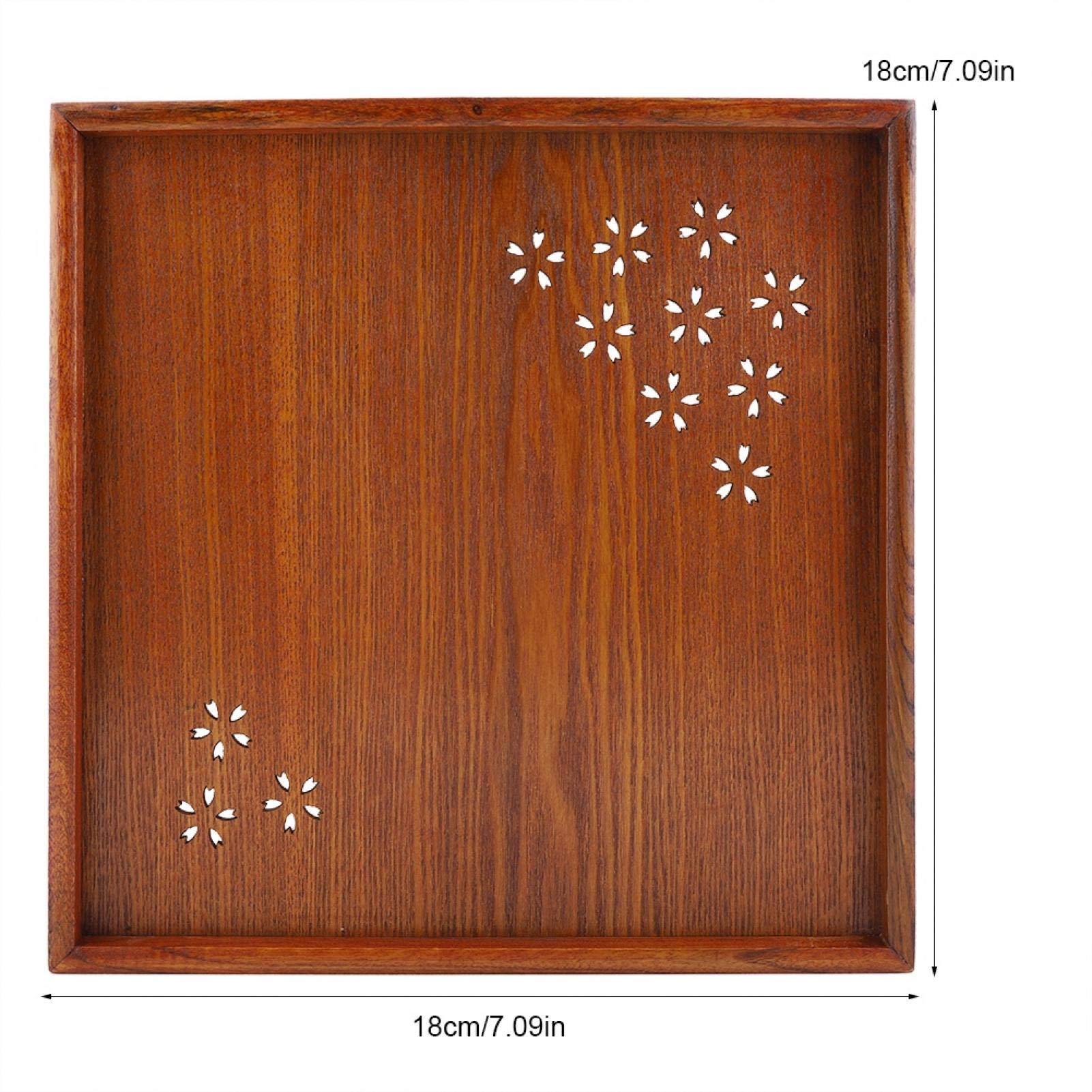 Wooden Serving Tray Set - Handcrafted Solid Wood Fruit Plate, Vegetable Platter & Tea Tray for Coffee, Snacks, Desserts - Flower-Shaped Hollow Design - Perfect for Kitchen, Dining Table, Picnics & Party Serving