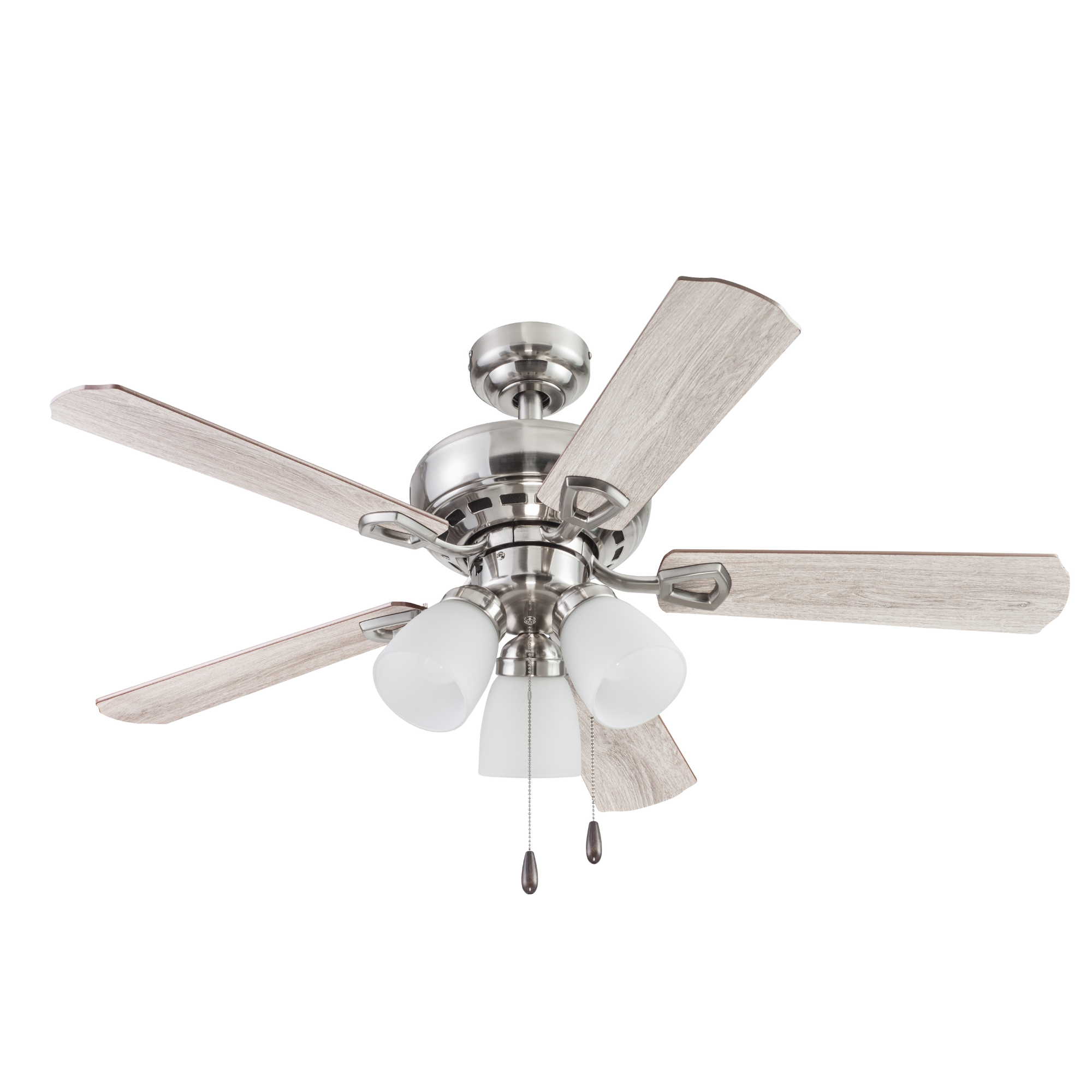 44 Inch Miller Park Brushed Nickel Ceiling Fan with Pull Chain - Perfect for Living Room, Bedroom, and Outdoor Patio Cooling