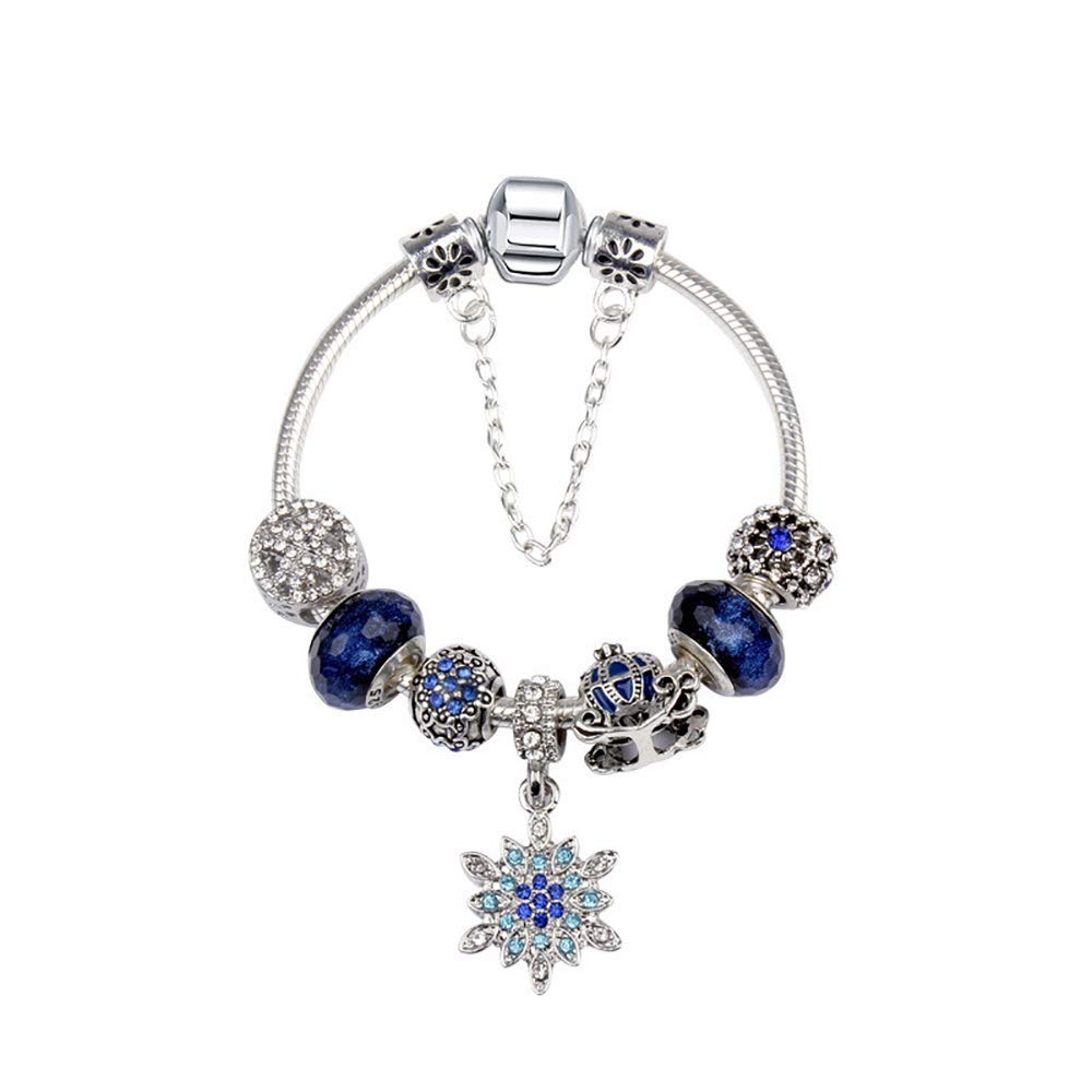 Elegant Memorial Bracelet for Women - DIY Snowflake Pendant Pumpkin Car Glass Beads Snake Bone Chain Jewelry with Life Tree Charm - Perfect for Funeral, Valentine's Day & Birthday Gifts - Wear as Remembrance Jewelry or Fashion Accessory