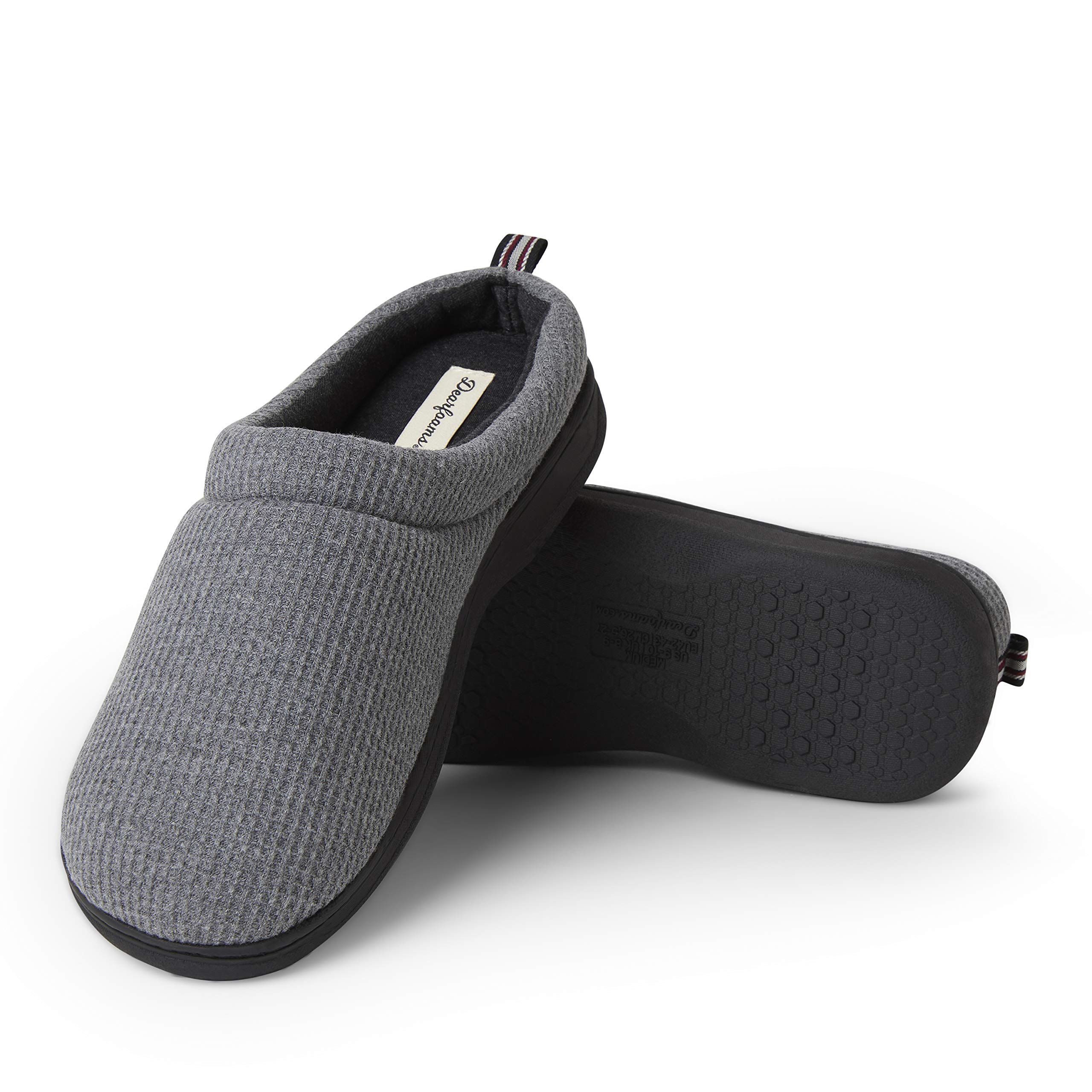 Dearfoams Women's Nathan Waffle Knit Clog Slippers - Soft Indoor/Outdoor House Shoes for Comfort & Support - Perfect for Home, Garden & Quick Errands