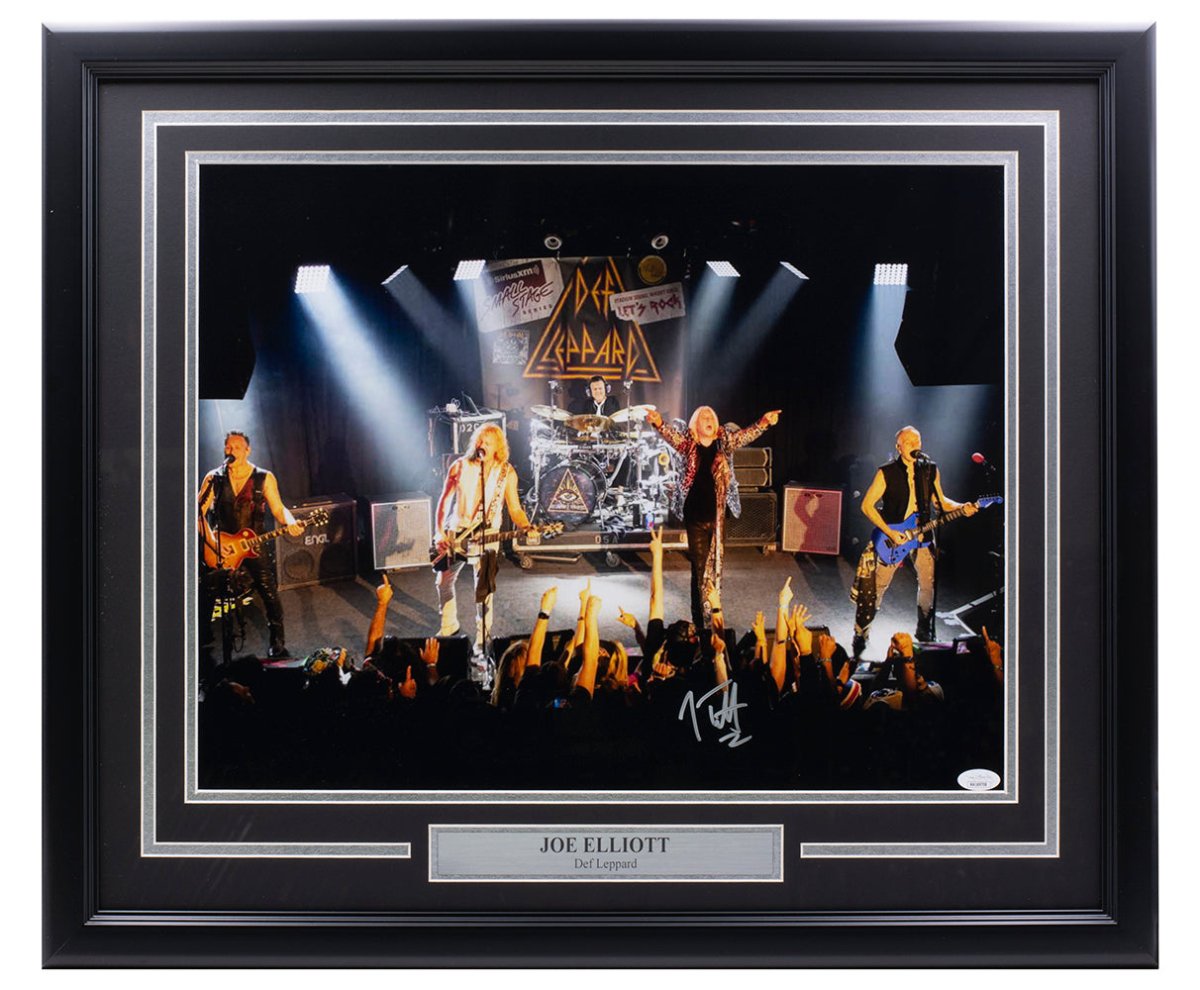 Joe Elliott Autographed Framed 16x20 Def Leppard Concert Photo with JSA COA - Perfect for Rock Memorabilia Collectors & Music Fans' Home Decor