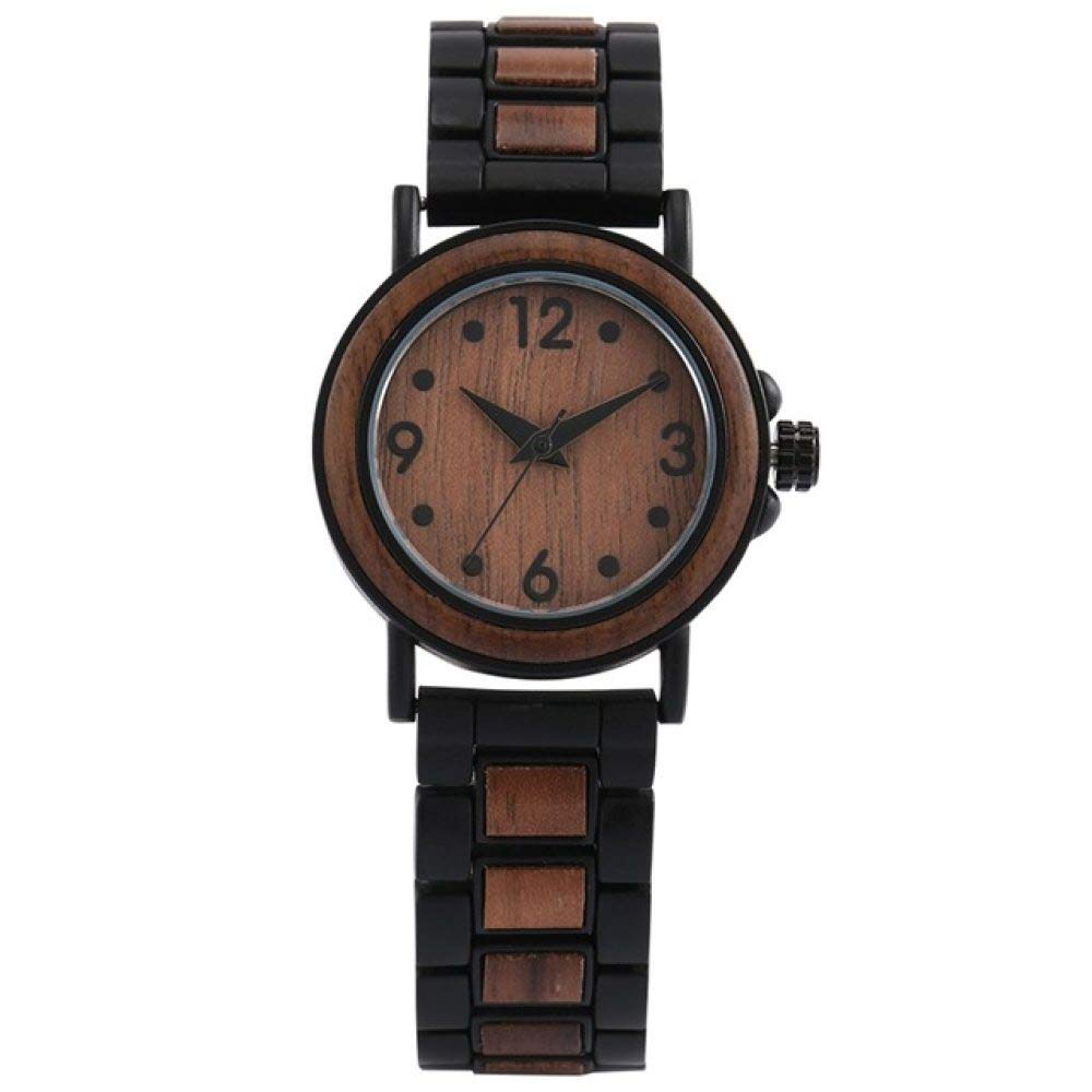 Vintage Wooden Watch for Women - Retro Red Stainless Steel Quartz Wristwatch with Adjustable Wooden Bracelet | Perfect for Casual, Office & Special Occasions